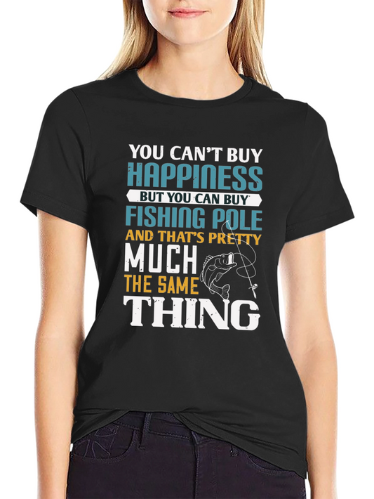 Funny Fishing T-Shirt - Cant Buy Happiness Fishing Pole