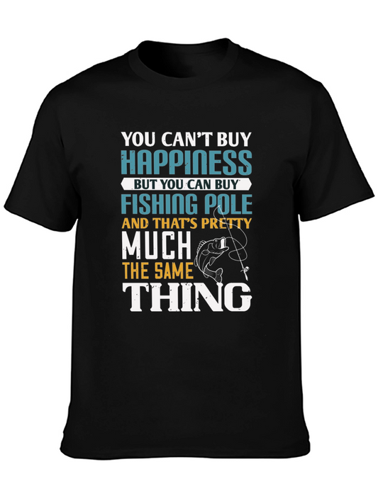 Funny Fishing T-Shirt - Cant Buy Happiness Fishing Pole