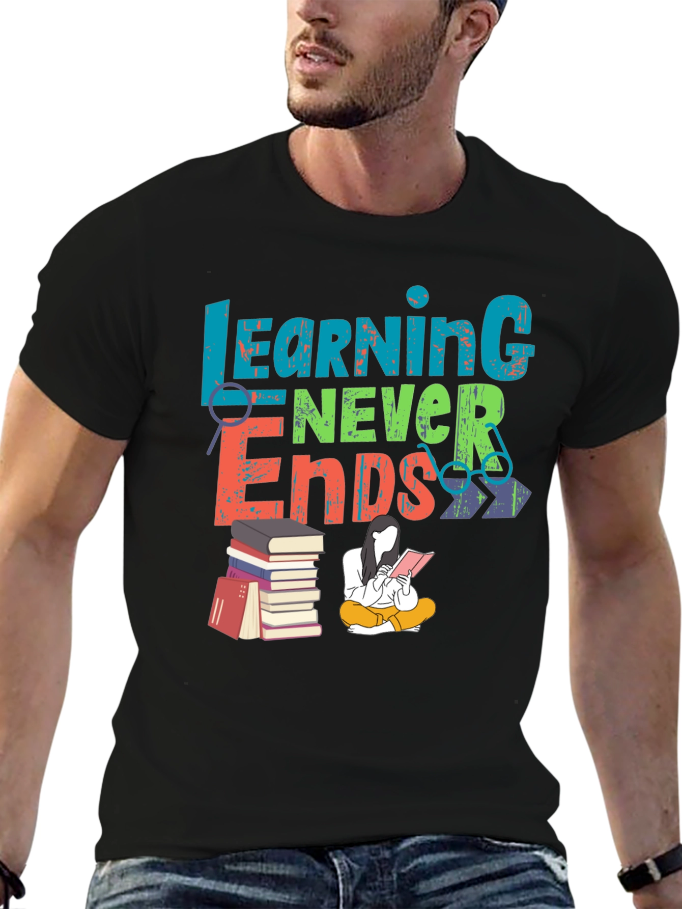 Learning Never Ends Graphic T-Shirt