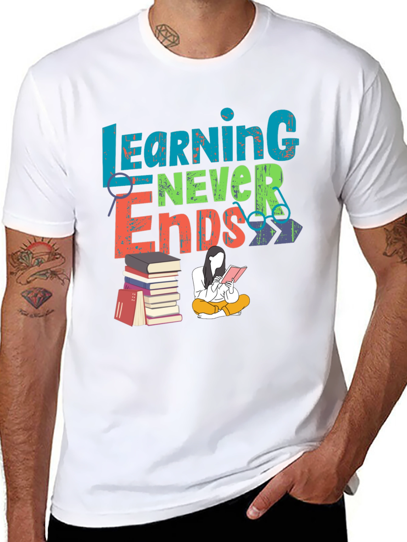 Learning Never Ends Graphic T-Shirt