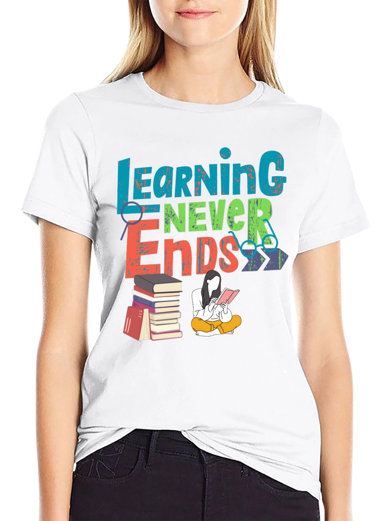 Learning Never Ends Graphic T-Shirt