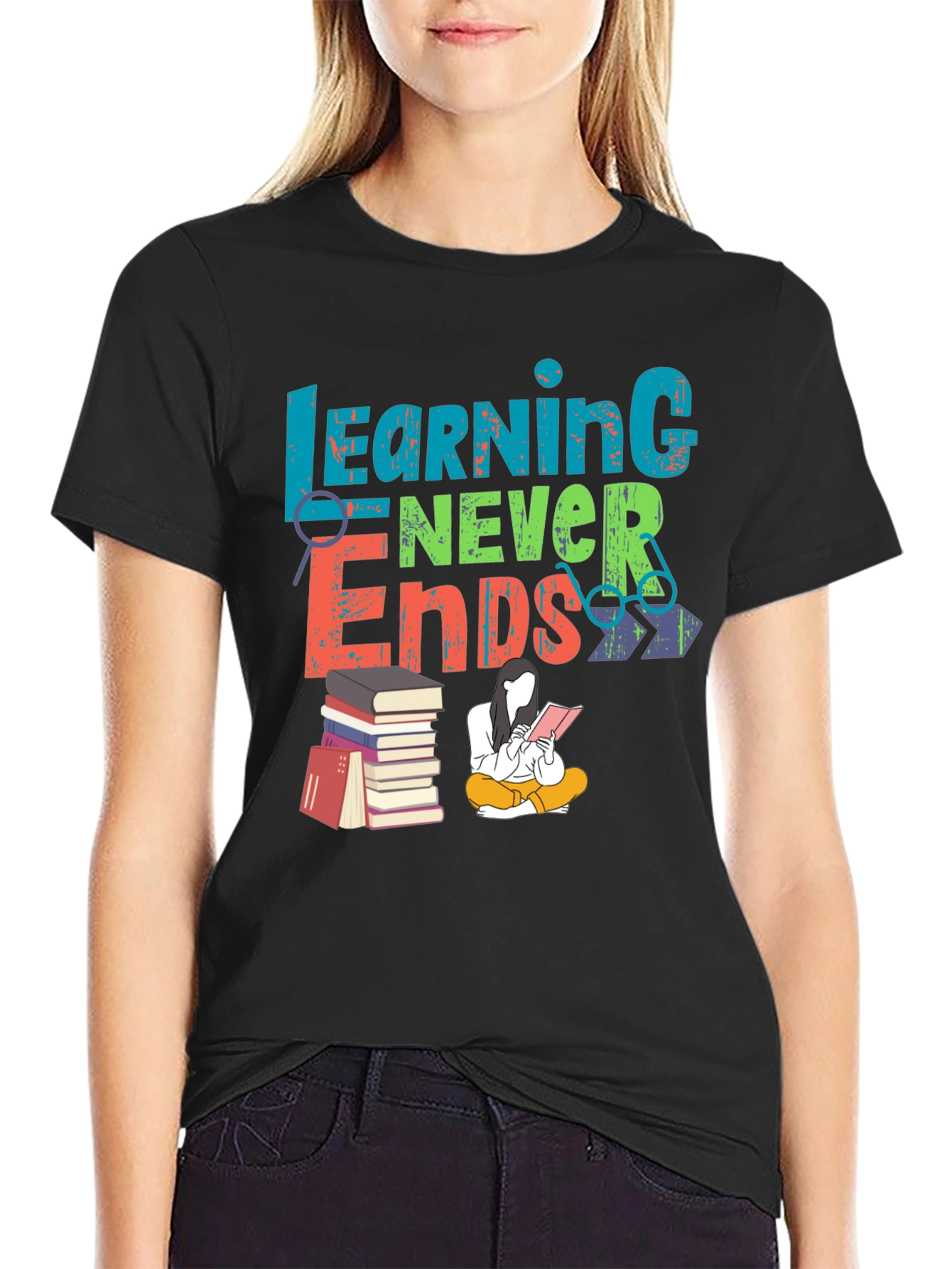 Learning Never Ends Graphic T-Shirt