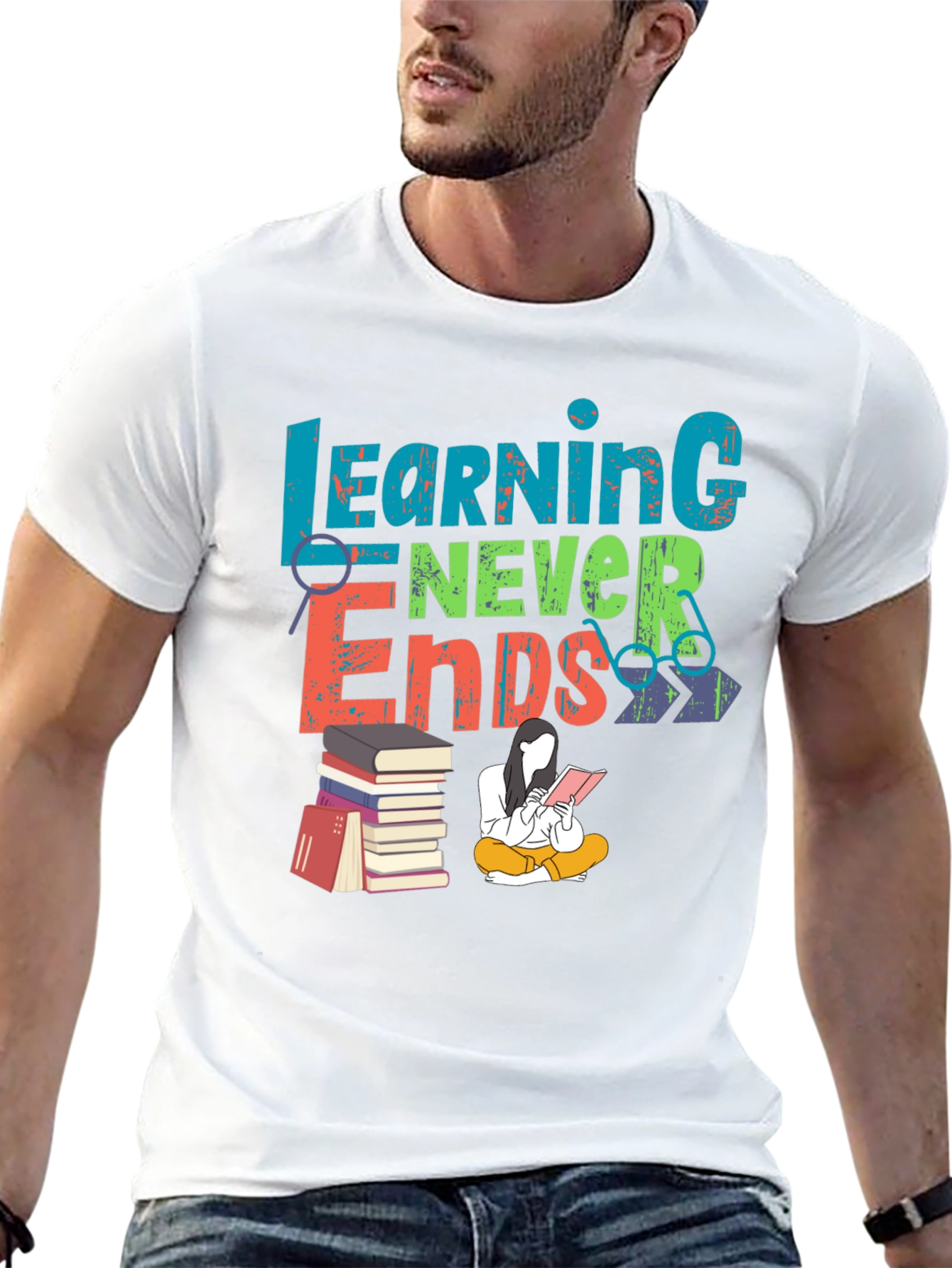 Learning Never Ends Graphic T-Shirt