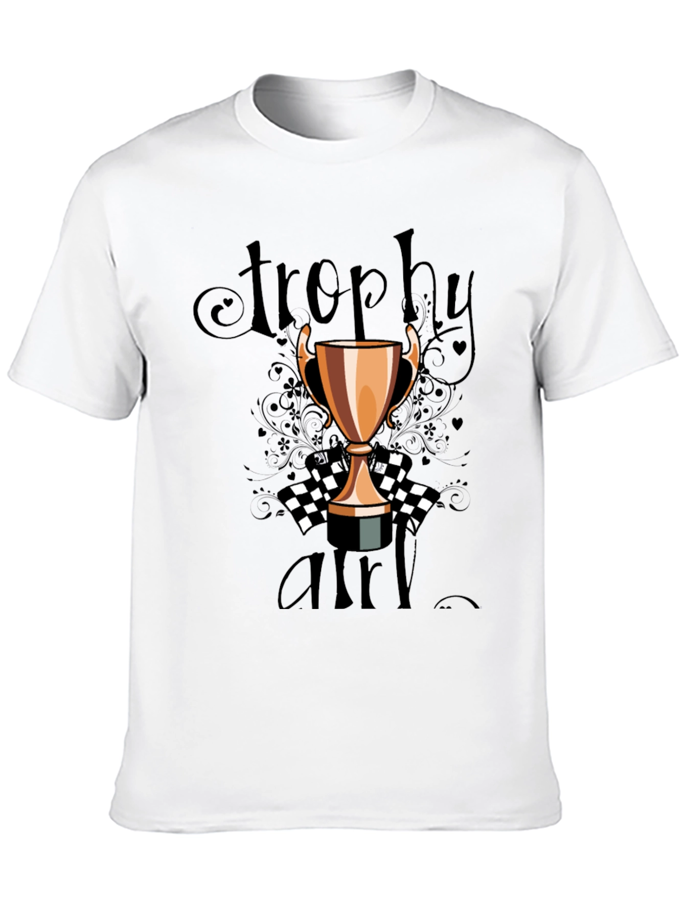 Trophy Girl Graphic Tee - Black Crew Neck