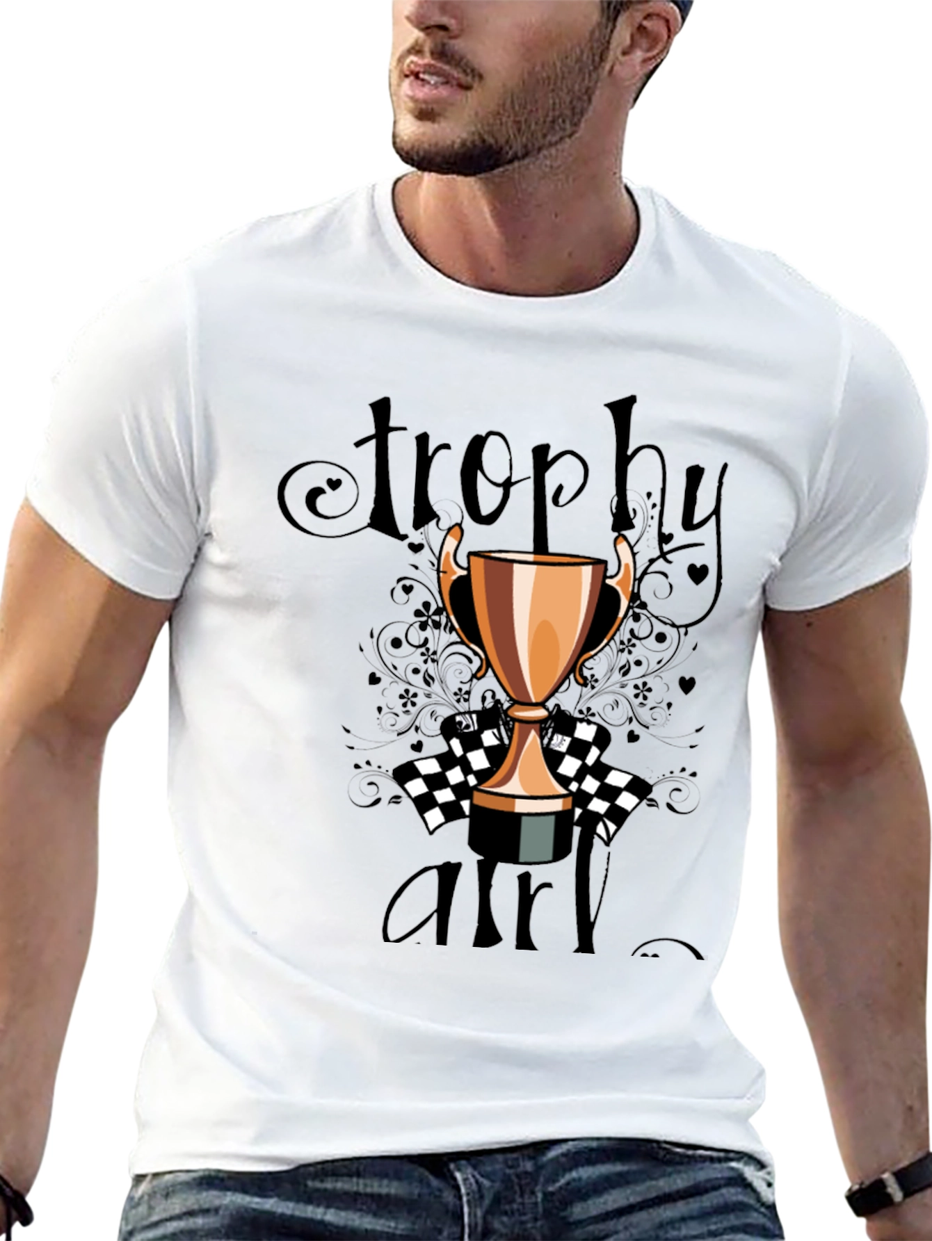 Trophy Girl Graphic Tee - Black Crew Neck