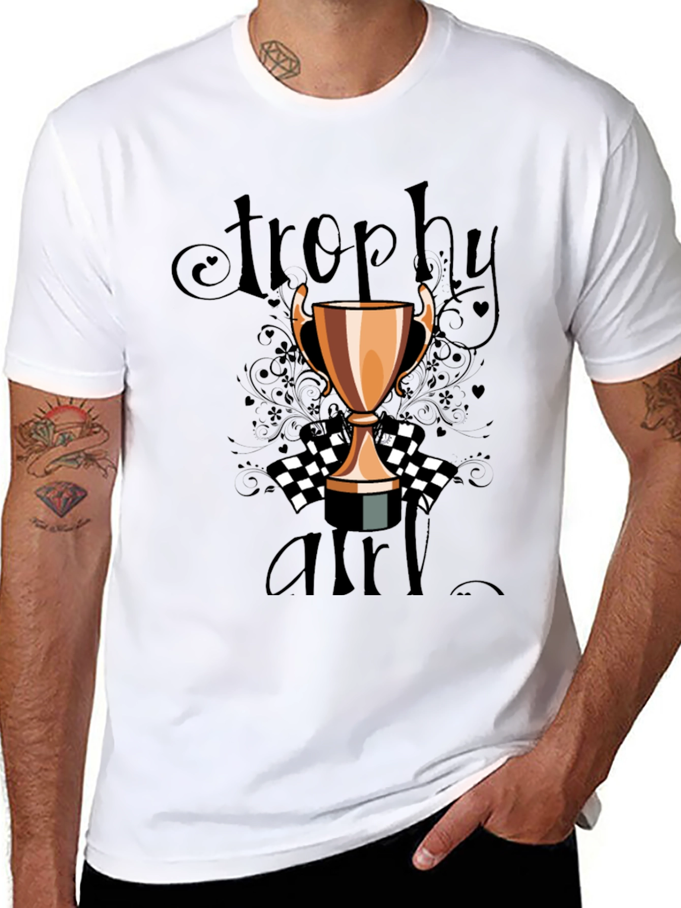Trophy Girl Graphic Tee - Black Crew Neck