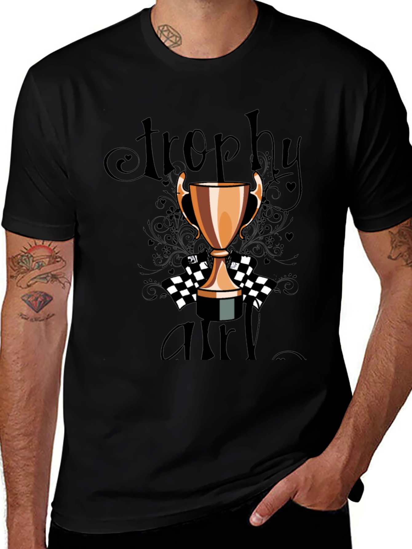 Trophy Girl Graphic Tee - Black Crew Neck