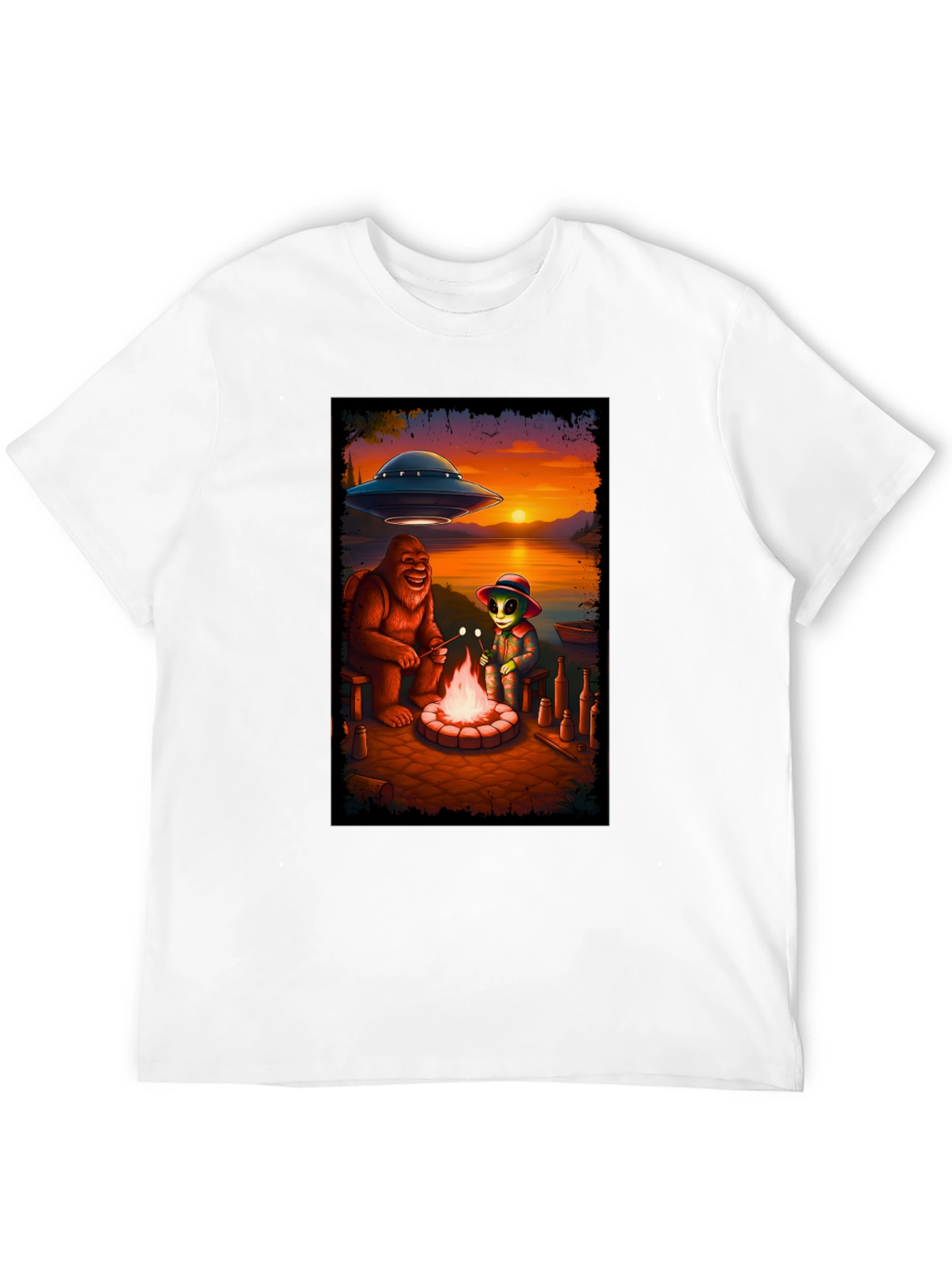 Bigfoot & Alien Campfire Graphic Tee