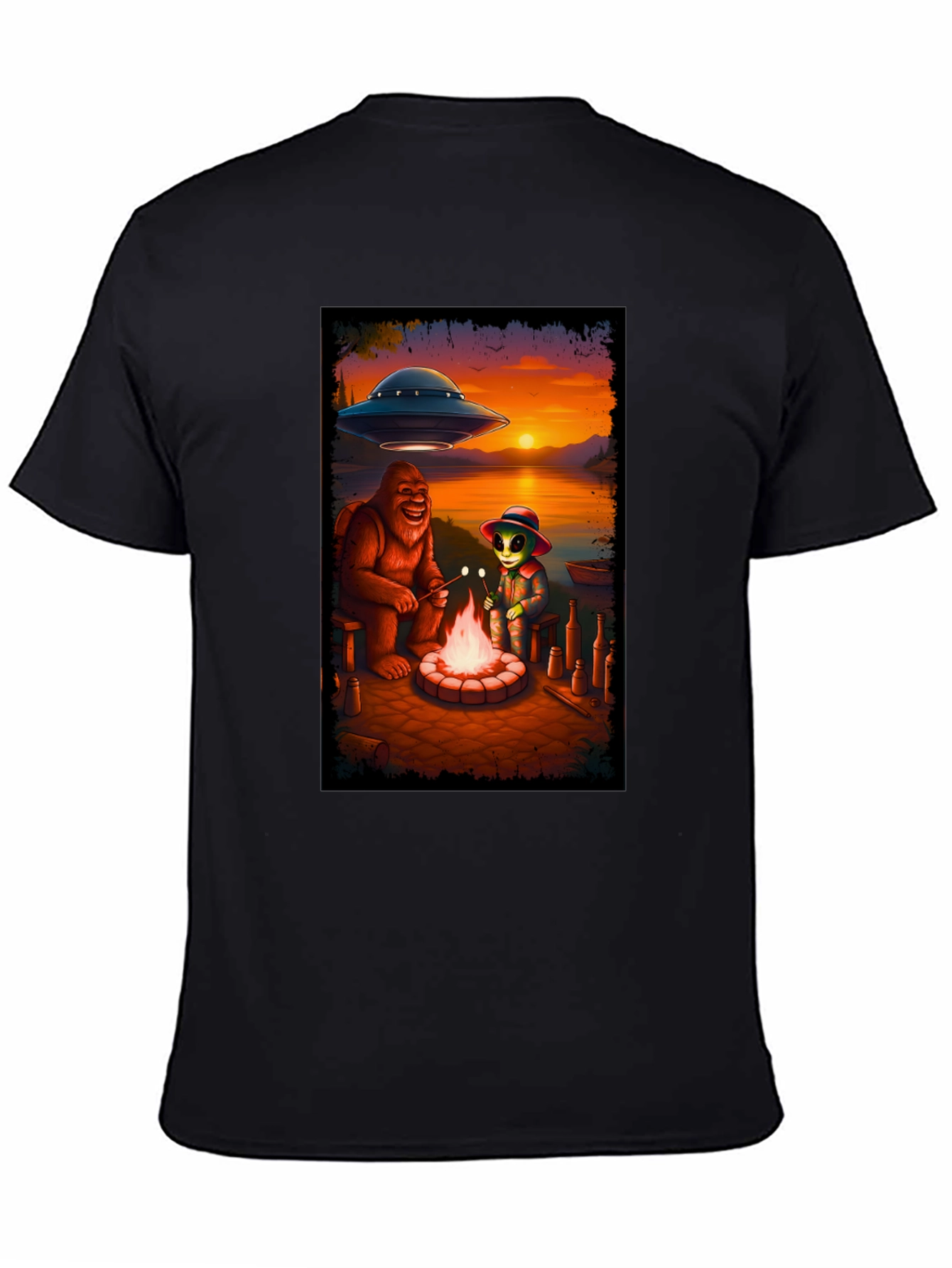 Bigfoot & Alien Campfire Graphic Tee