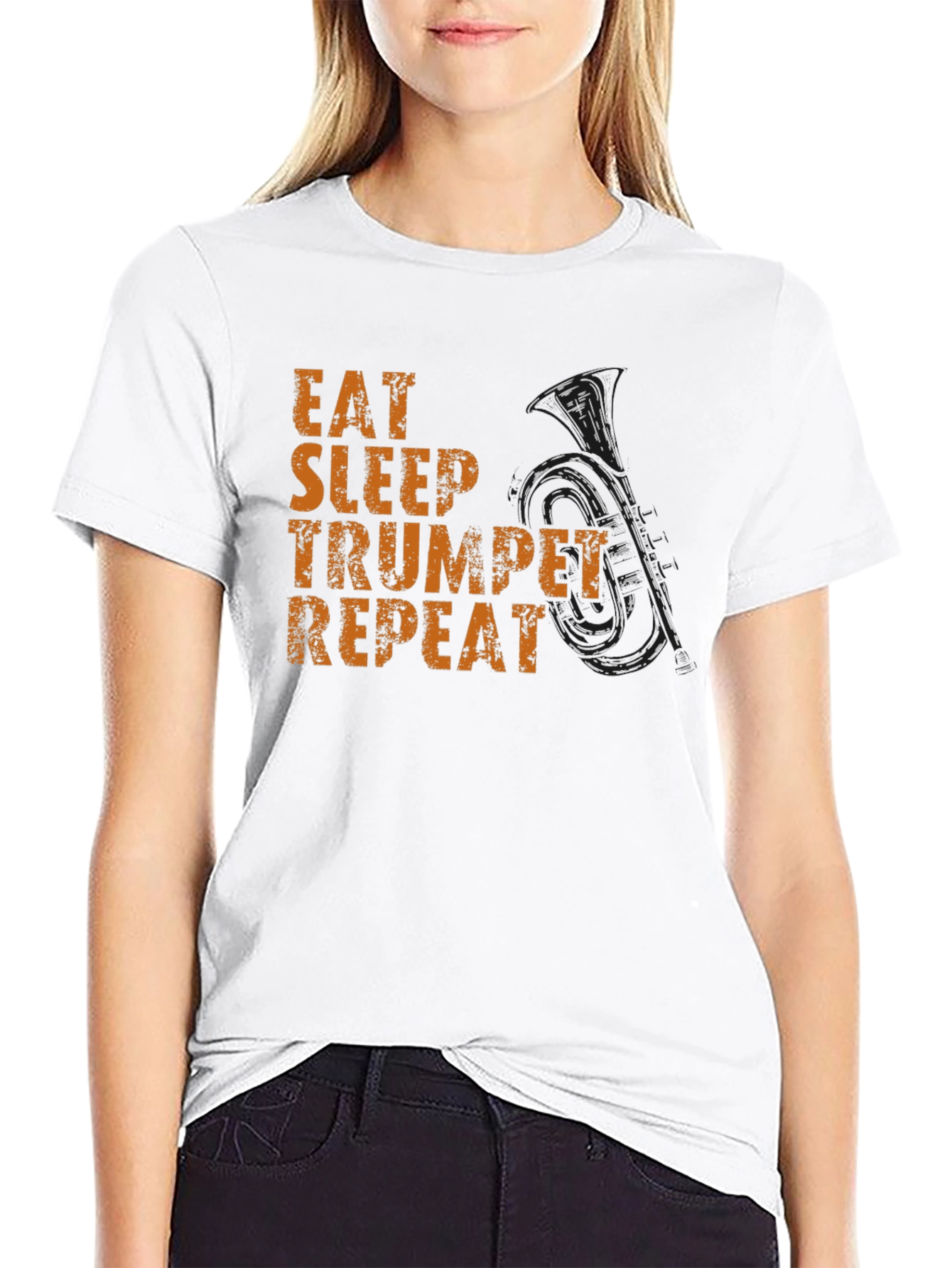 Eat Sleep Trumpet Repeat Black Graphic Tee