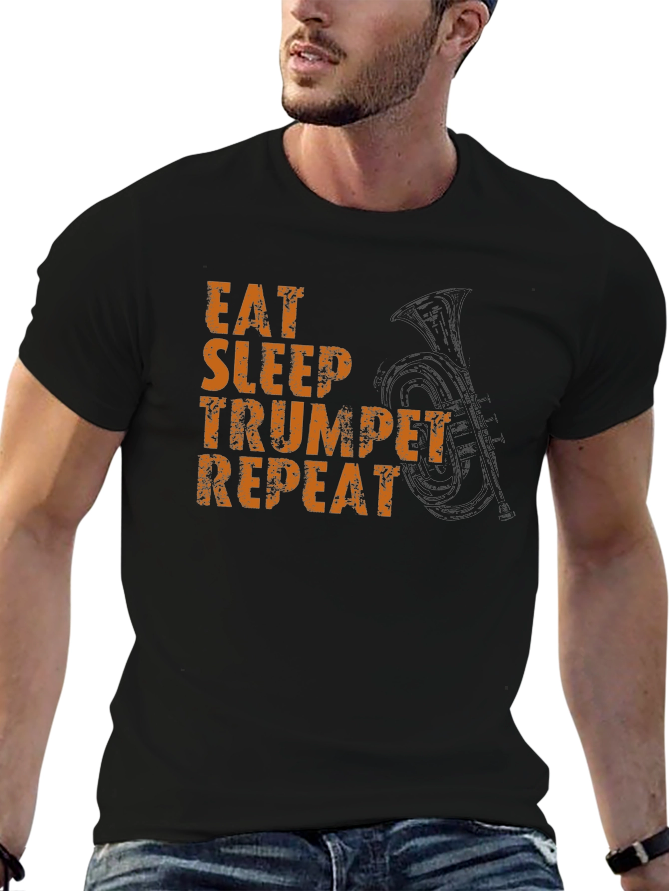 Eat Sleep Trumpet Repeat Black Graphic Tee