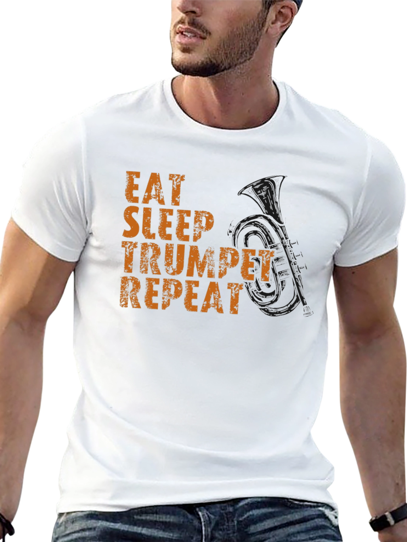 Eat Sleep Trumpet Repeat Black Graphic Tee