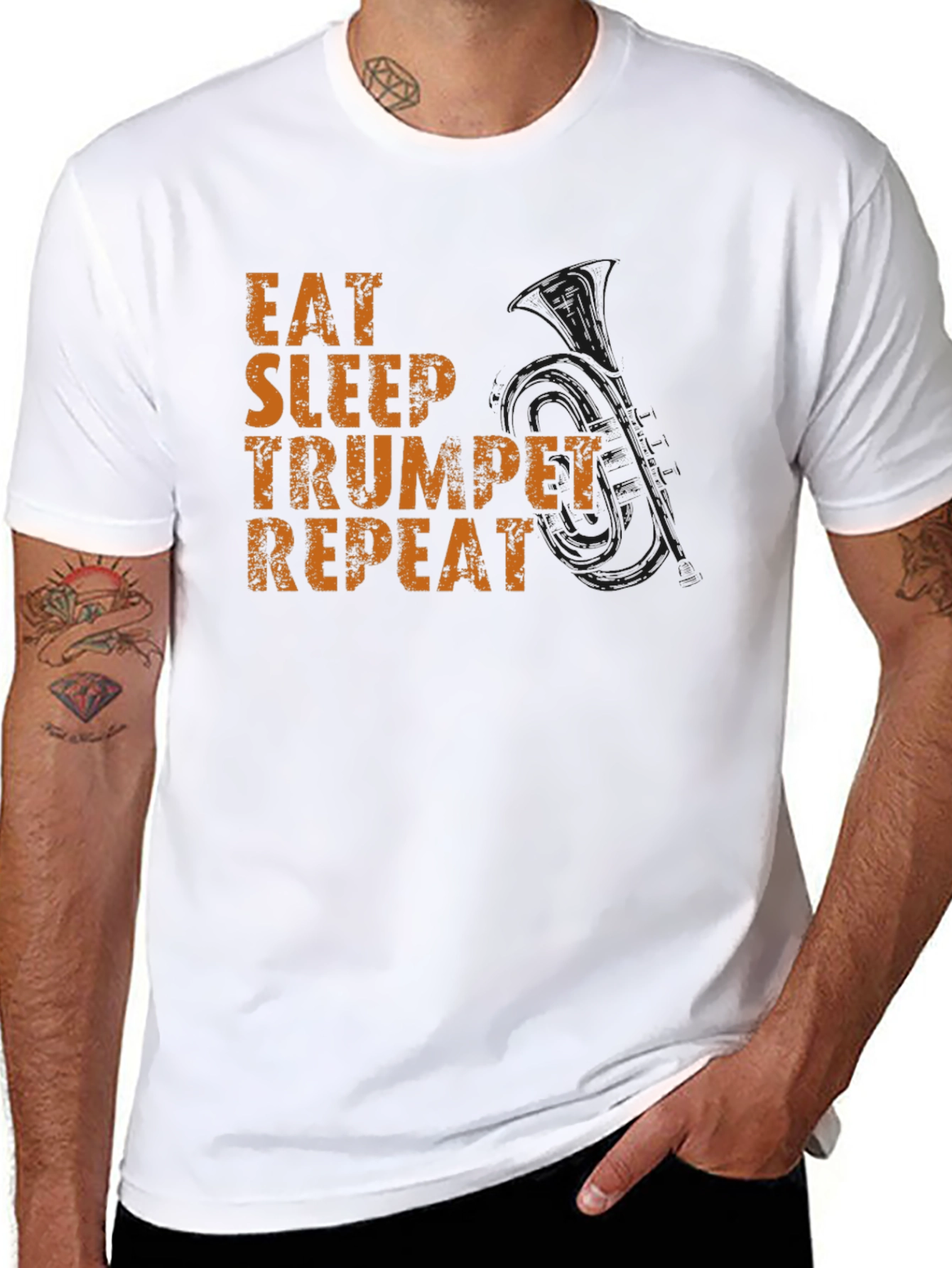 Eat Sleep Trumpet Repeat Black Graphic Tee
