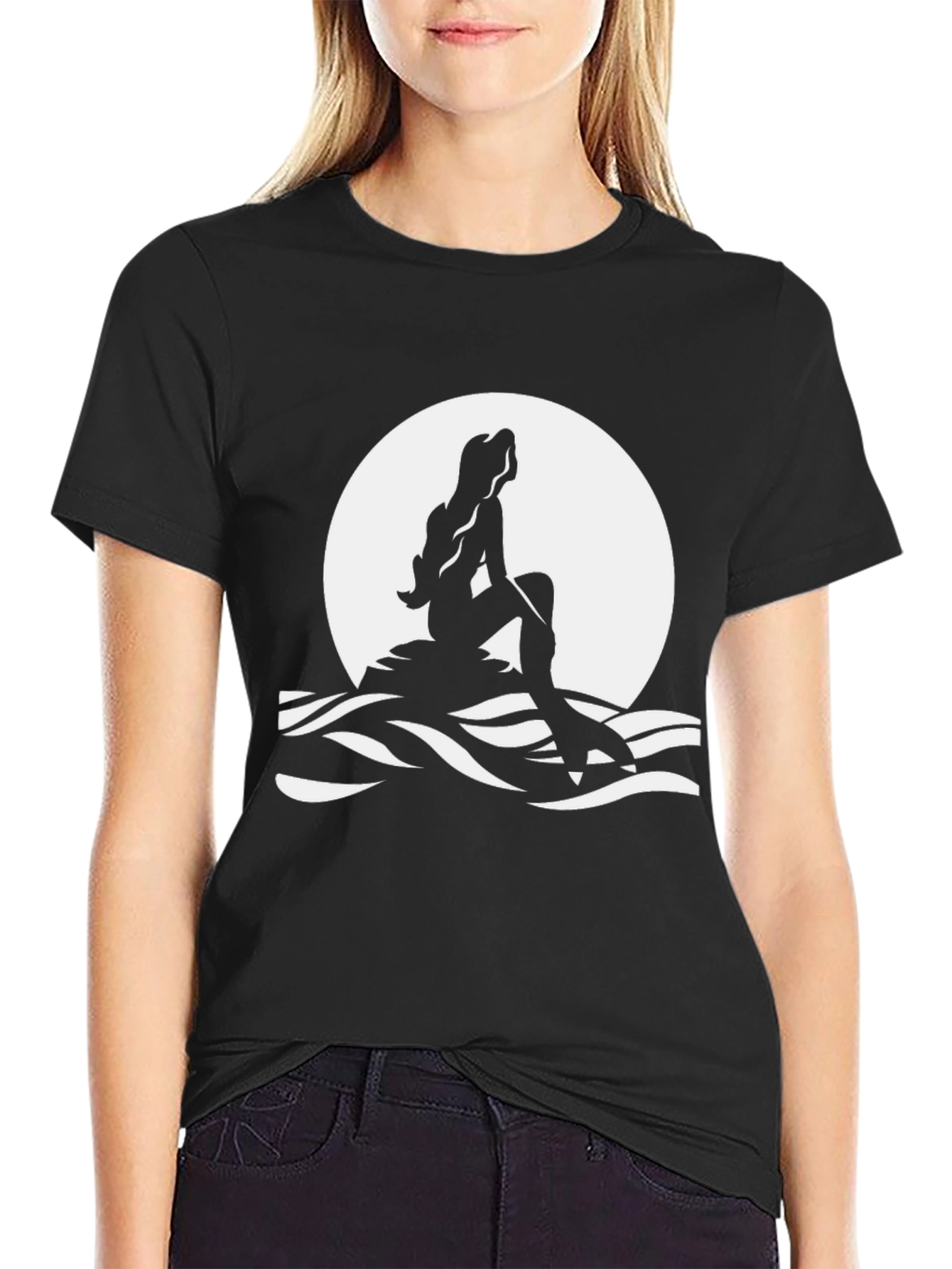 Mermaid Silhouette T-Shirt - Black Graphic Tee