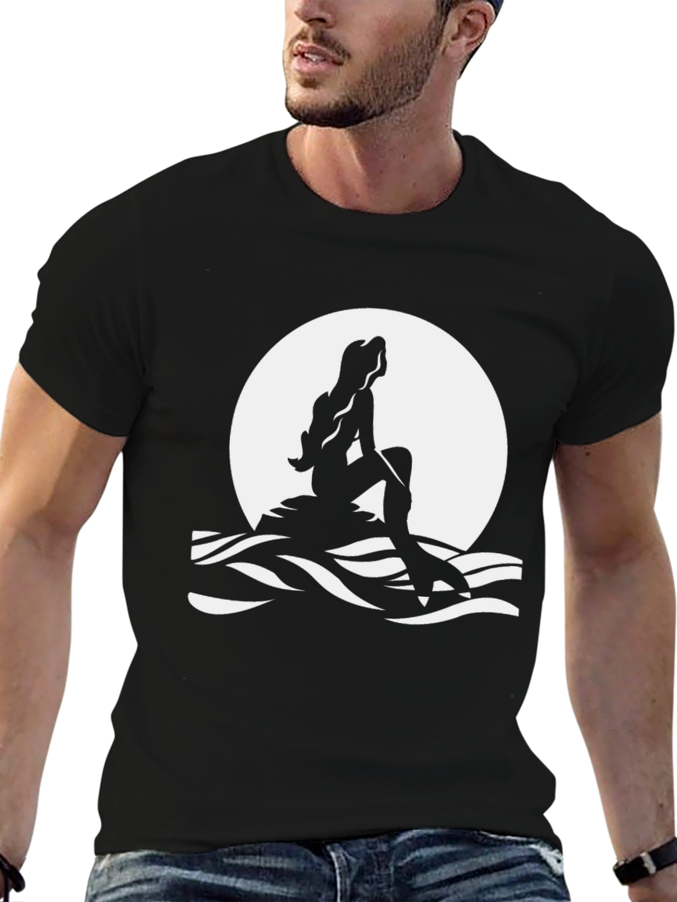Mermaid Silhouette T-Shirt - Black Graphic Tee