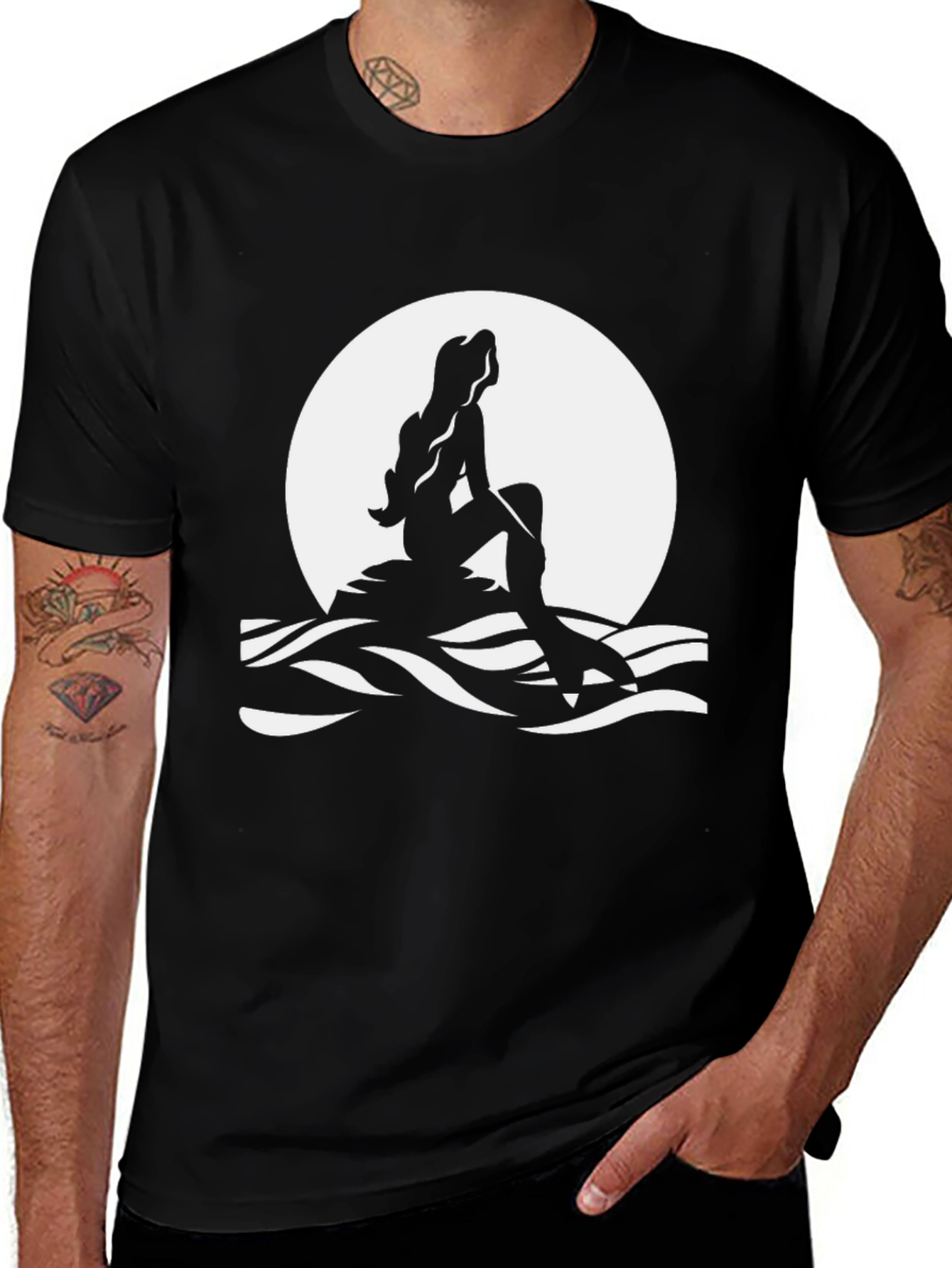 Mermaid Silhouette T-Shirt - Black Graphic Tee