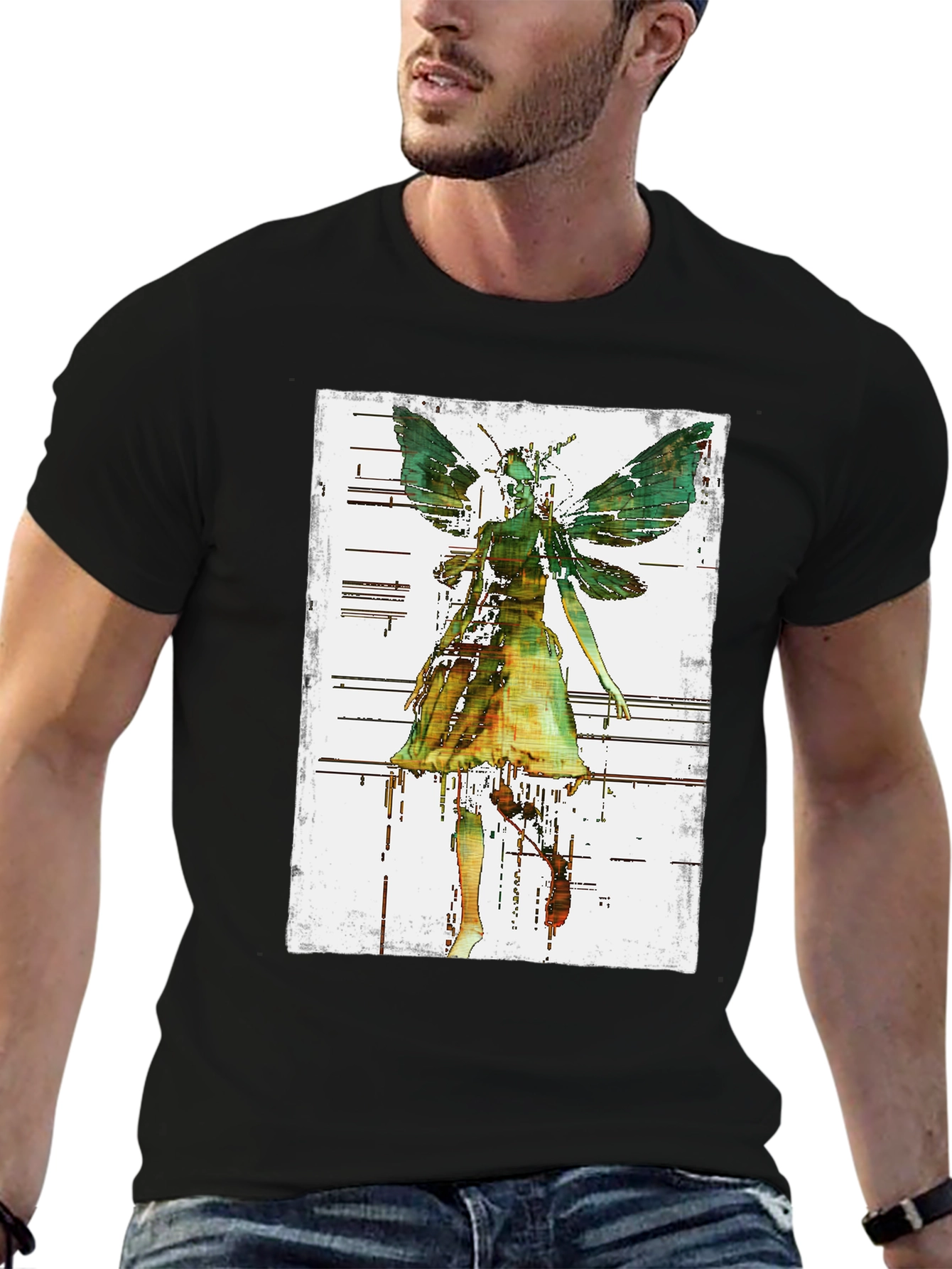 Fairy Graphic Print T-Shirt - Black