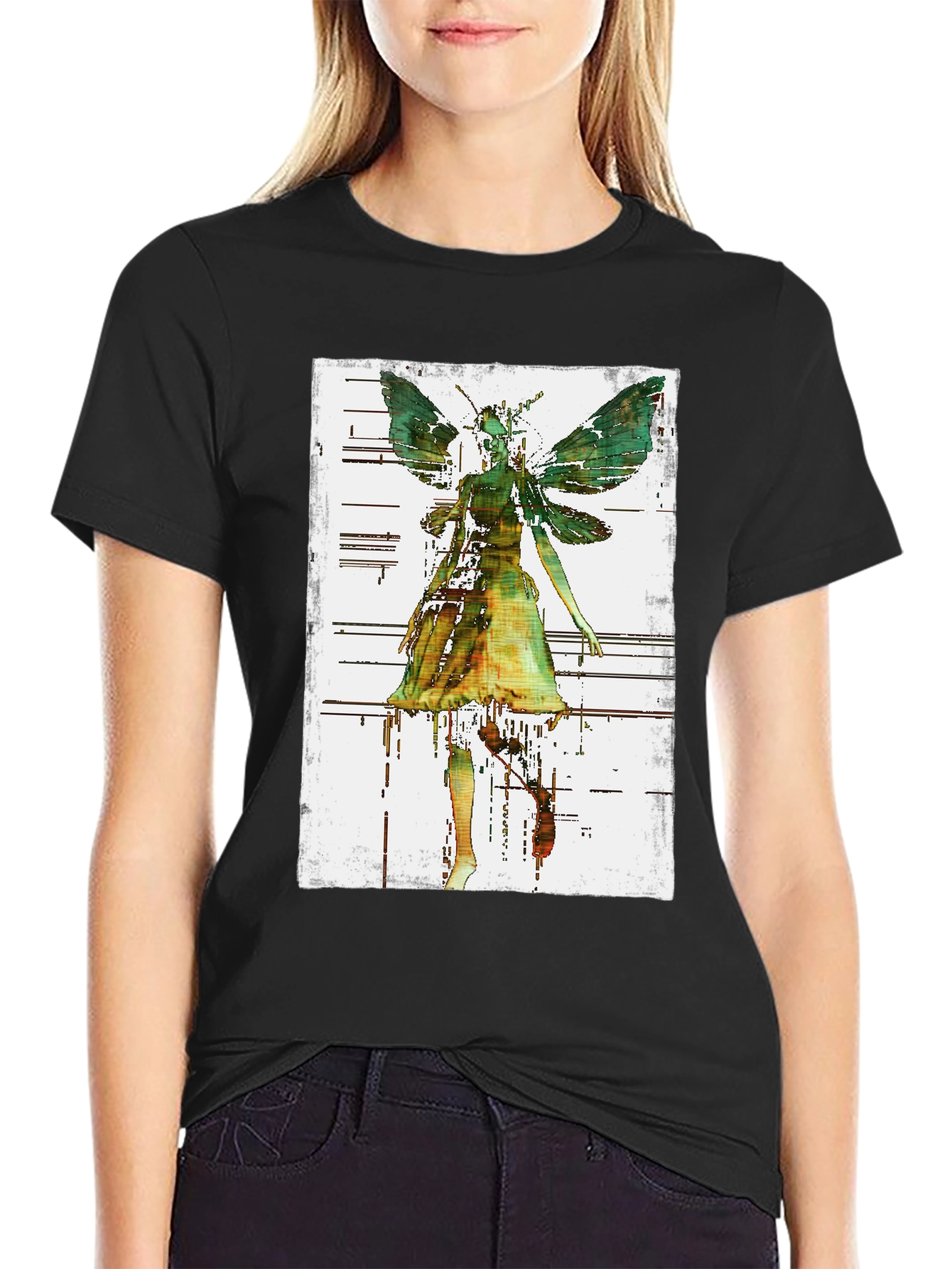 Fairy Graphic Print T-Shirt - Black