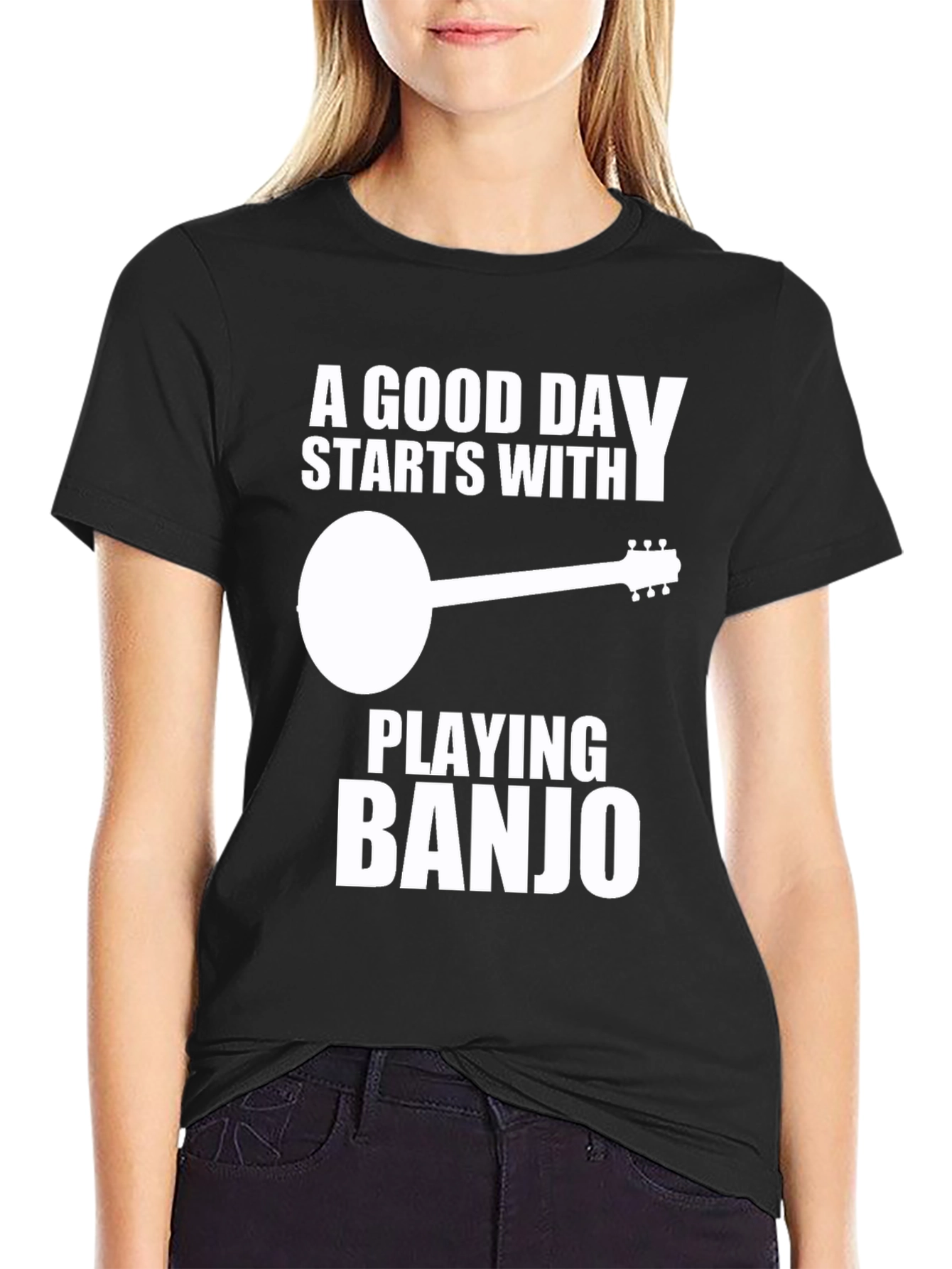 A Good Day Starts With Playing Banjo Black T-Shirt