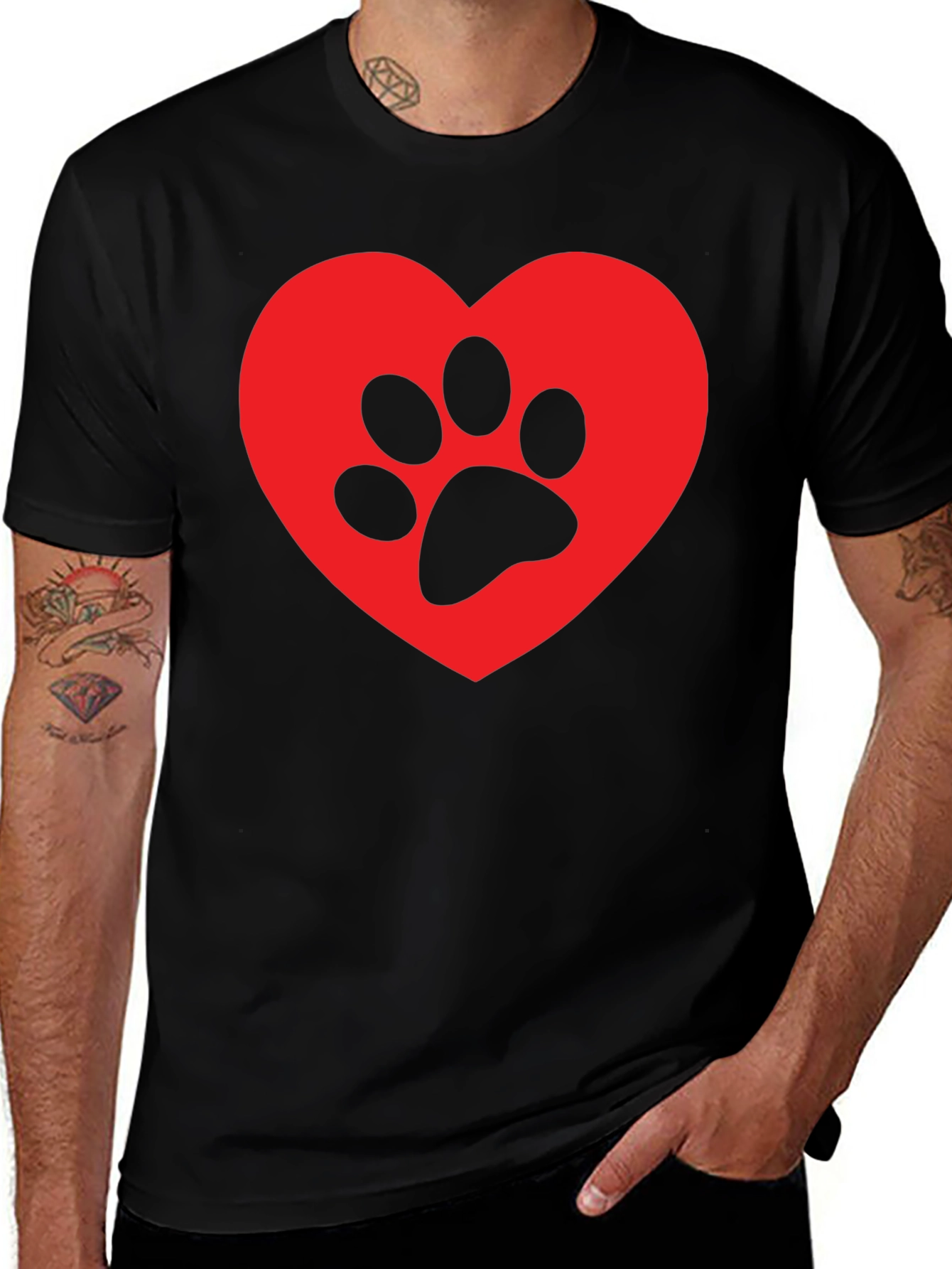 Heart Paw Print Graphic T-Shirt