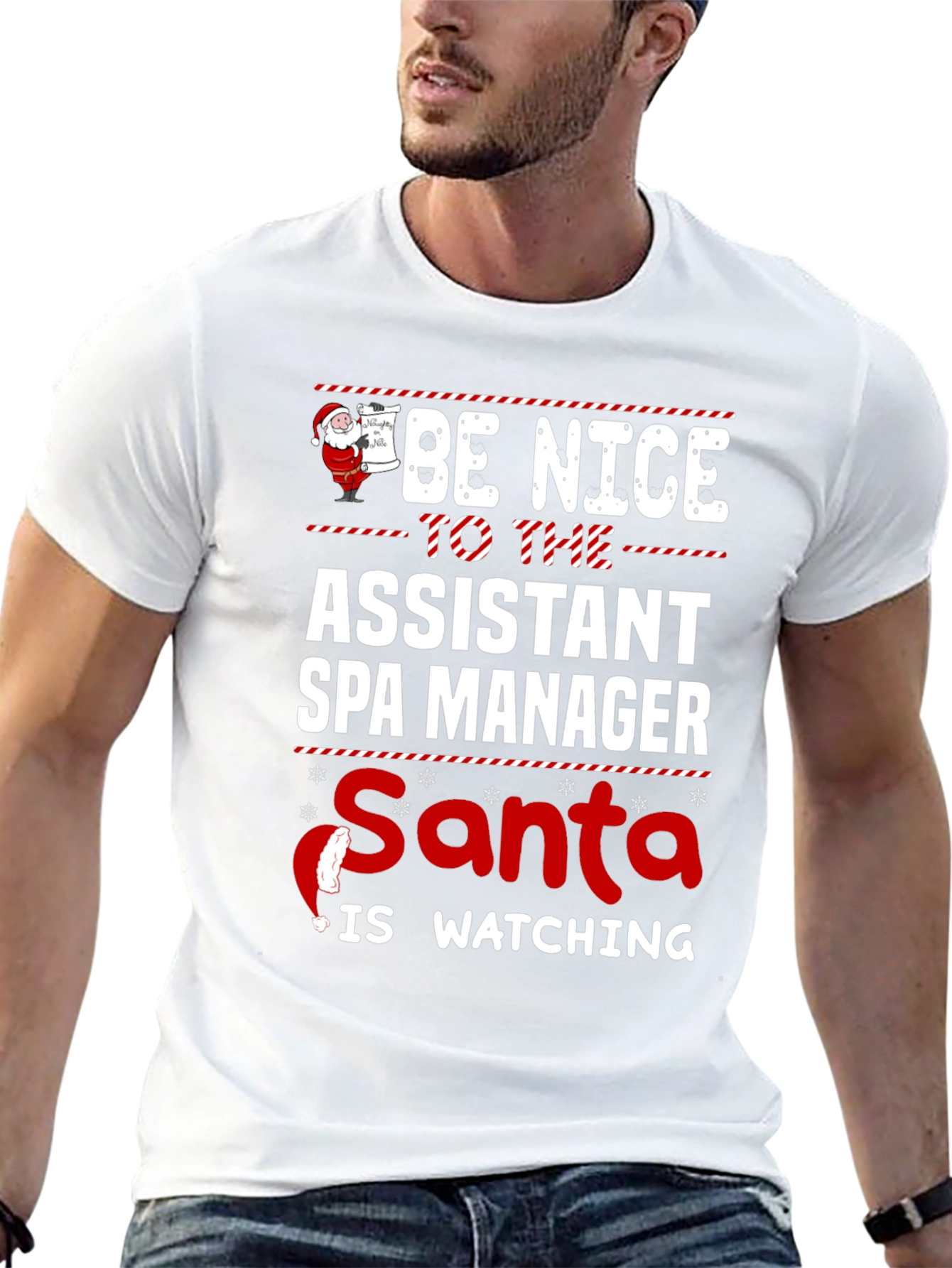 Assistant Spa Manager Santa Watching T-Shirt