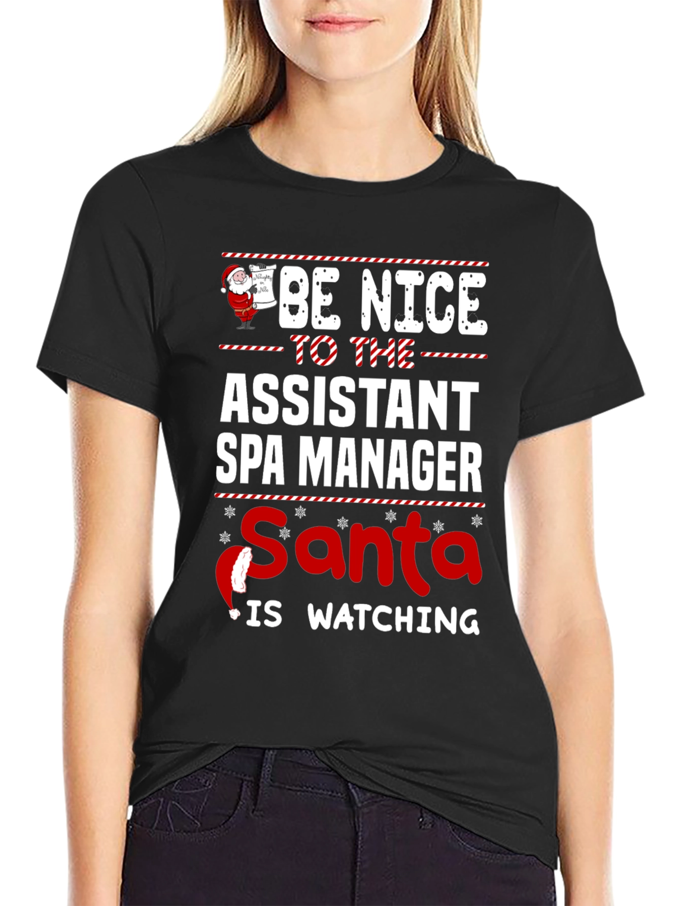 Assistant Spa Manager Santa Watching T-Shirt