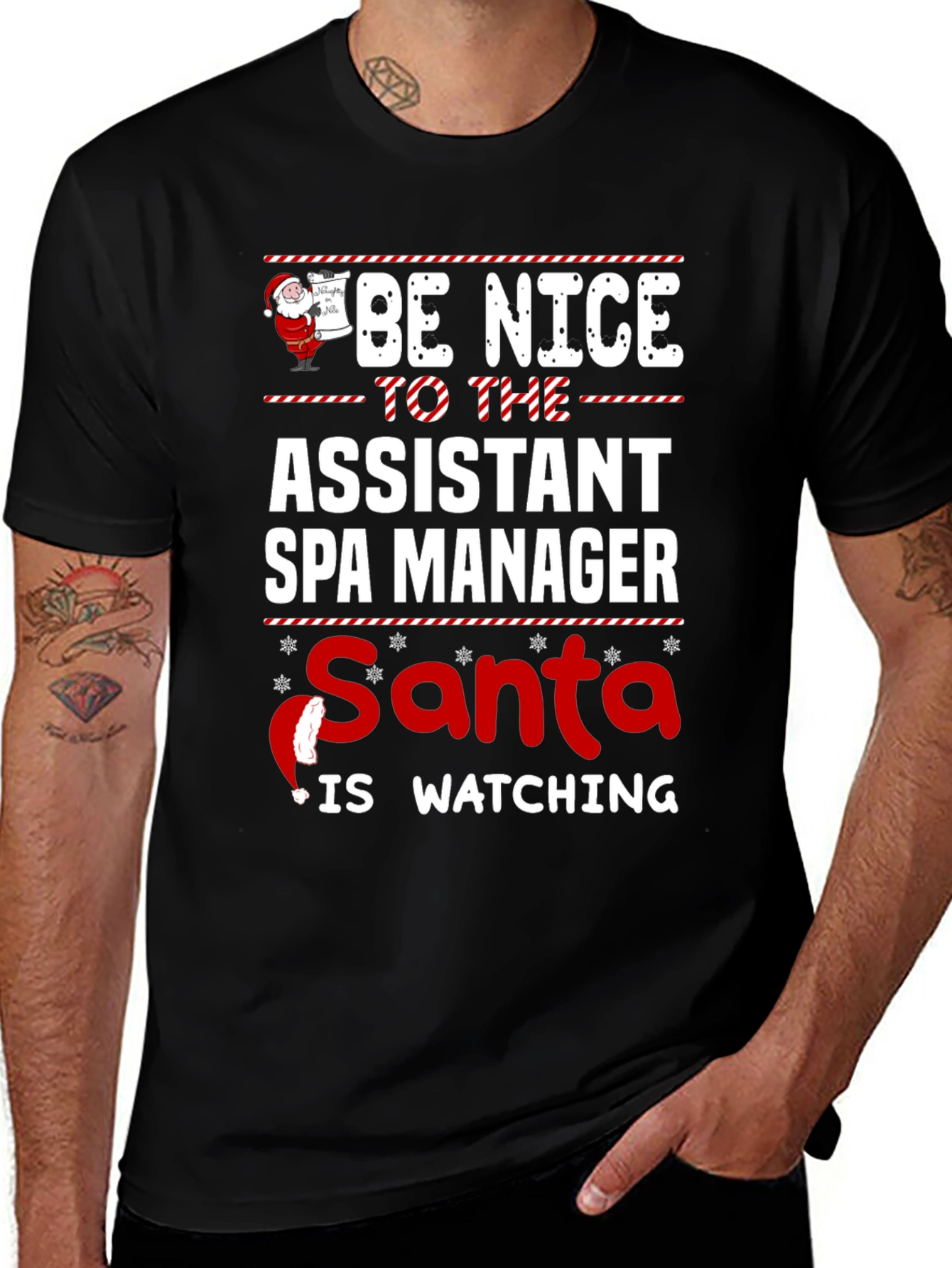 Assistant Spa Manager Santa Watching T-Shirt