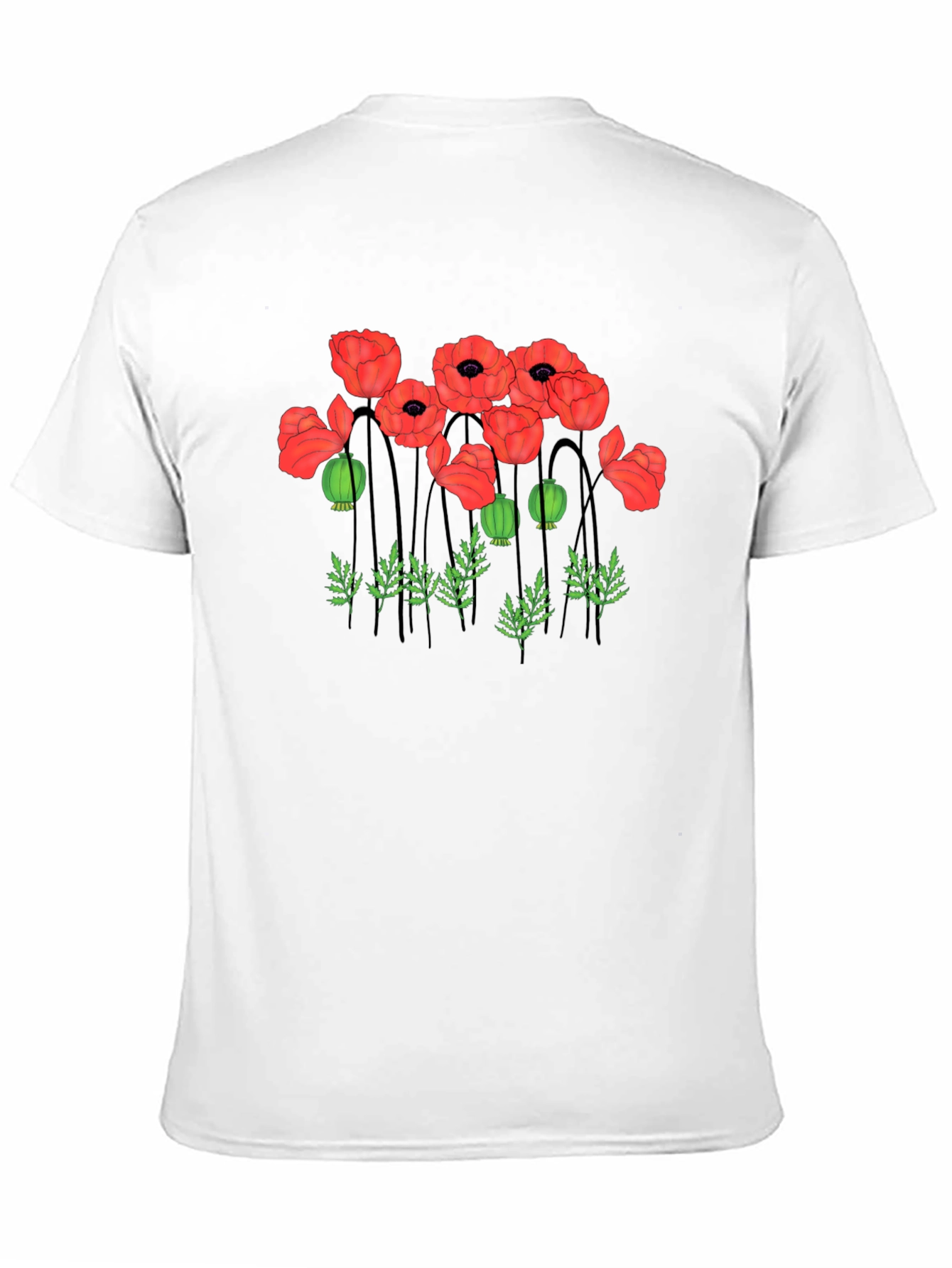 Poppy Print Black T-Shirt