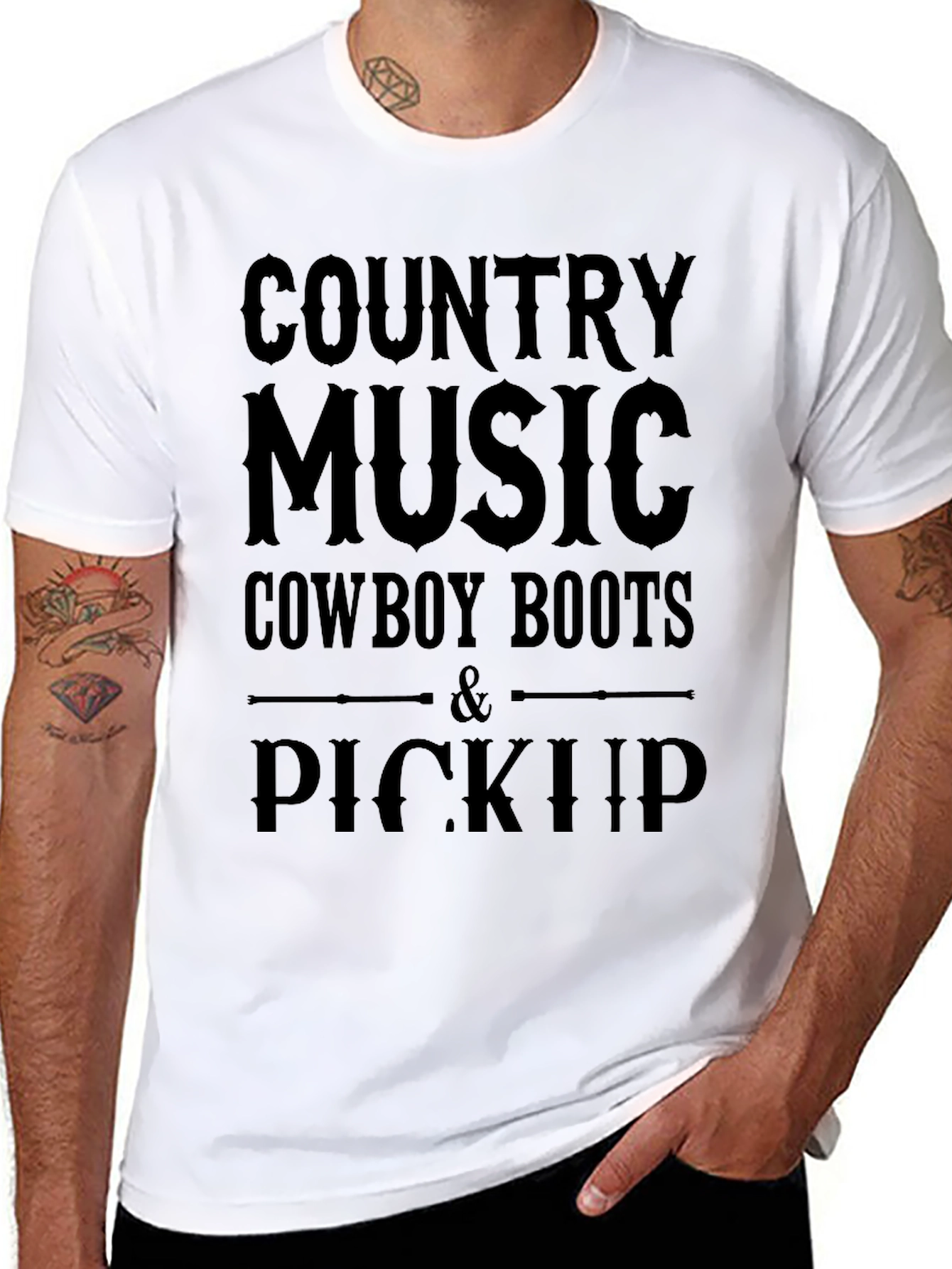 Country Music Cowboy Boots Pickup Black T-Shirt