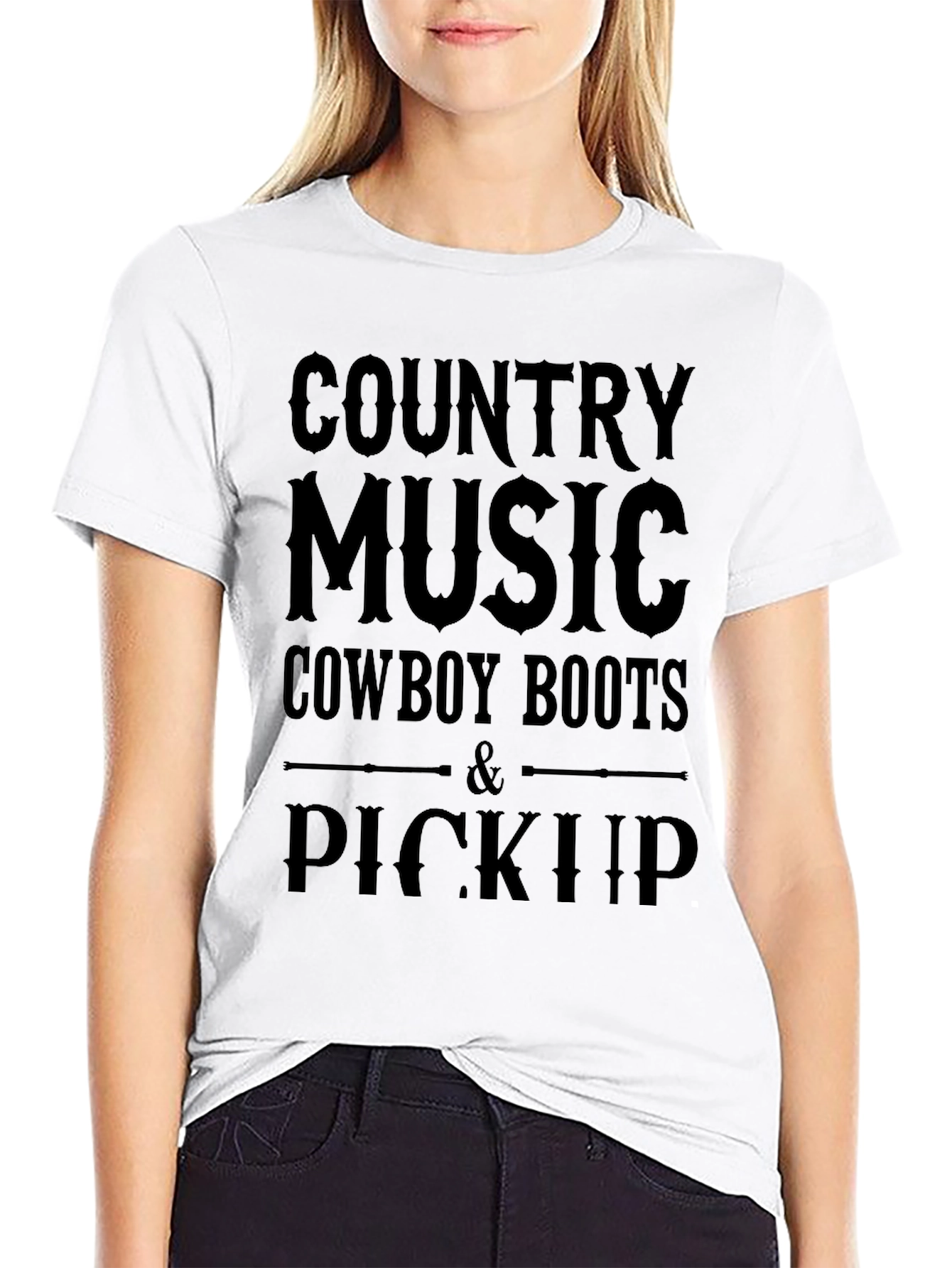 Country Music Cowboy Boots Pickup Black T-Shirt