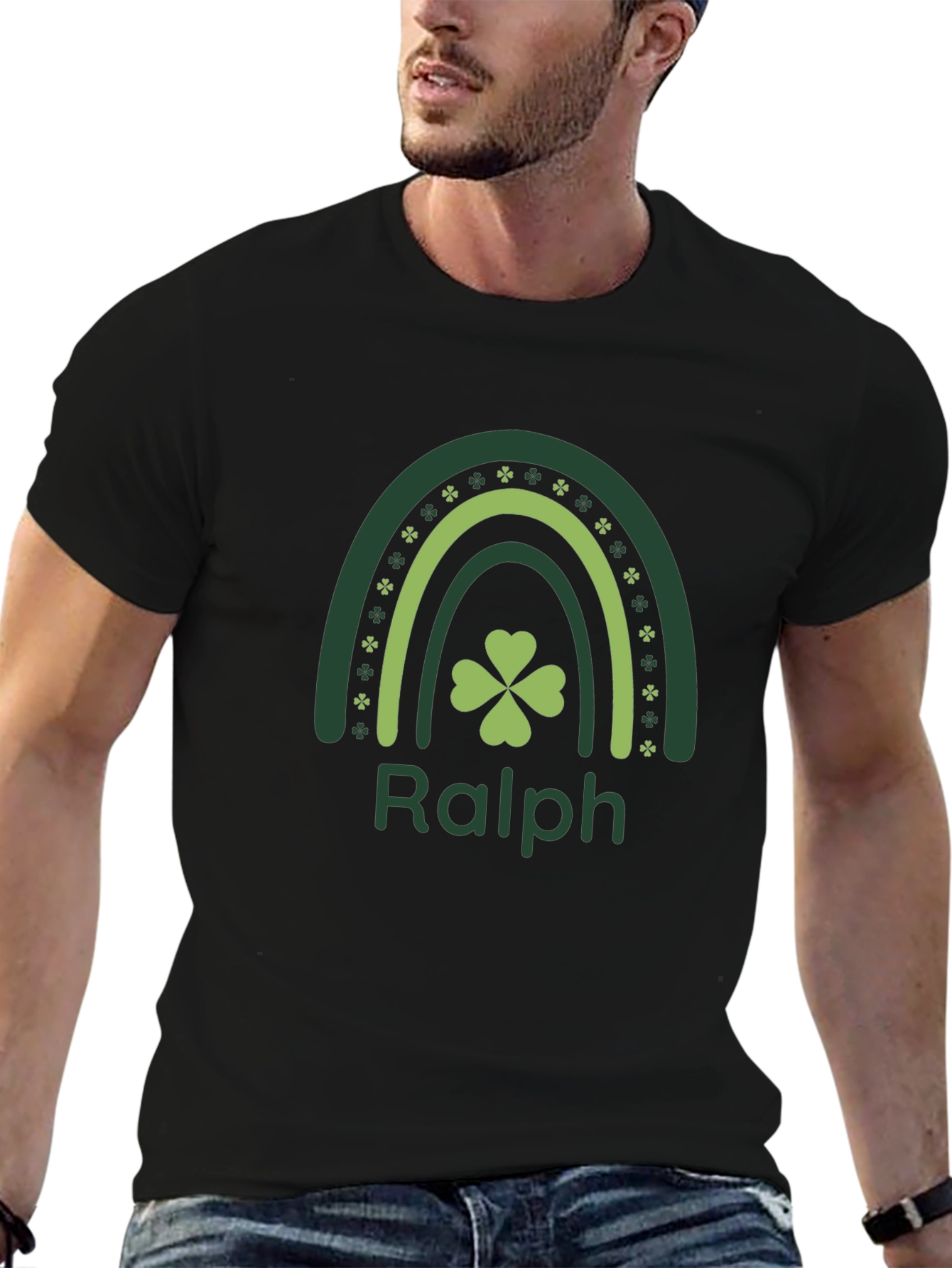 Personalized Ralph St. Patricks Day Rainbow Shamrock T-Shirt