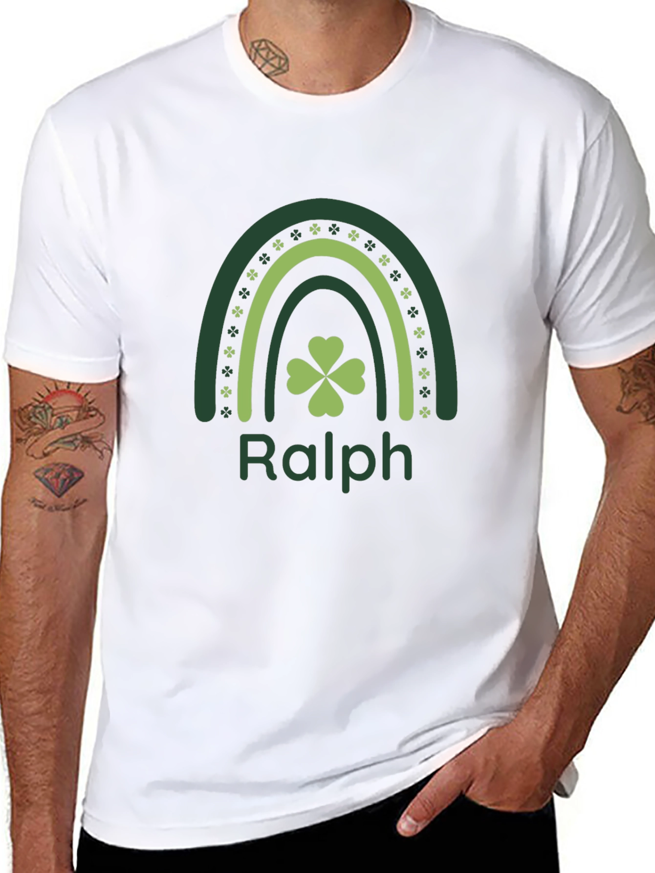 Personalized Ralph St. Patricks Day Rainbow Shamrock T-Shirt