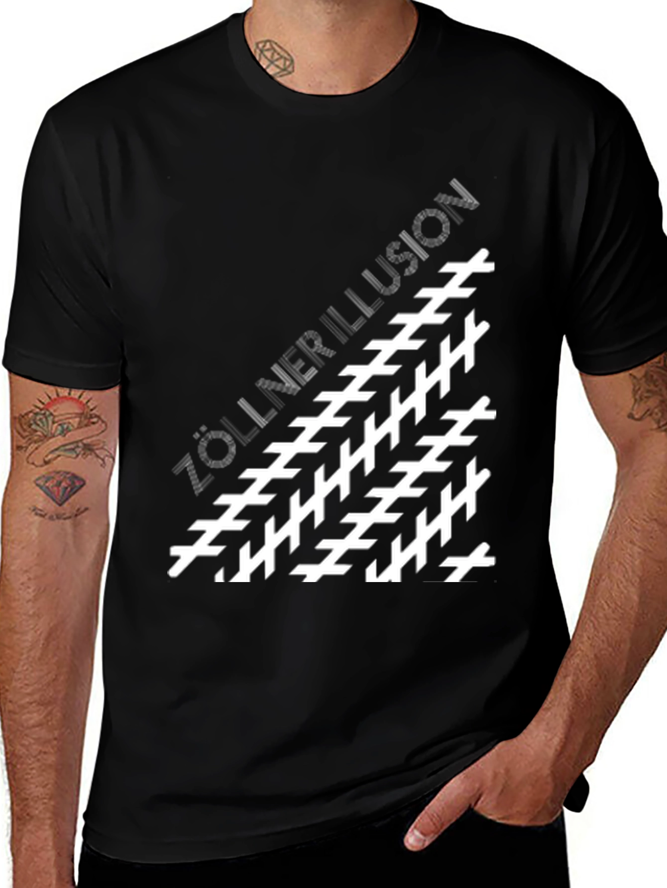 Zollner Illusion Black T-Shirt
