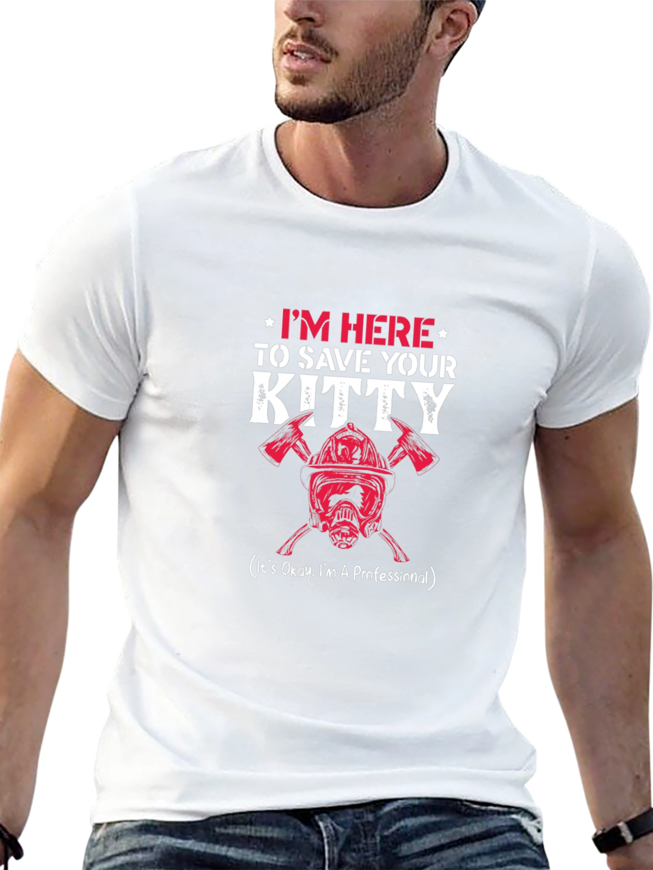 Firefighter Kitty Save T-Shirt - Heroic Graphic Tee