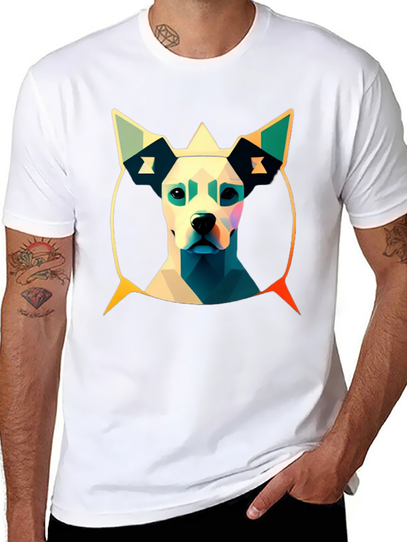 Abstract Dog Graphic Tee - Modern Art T-Shirt