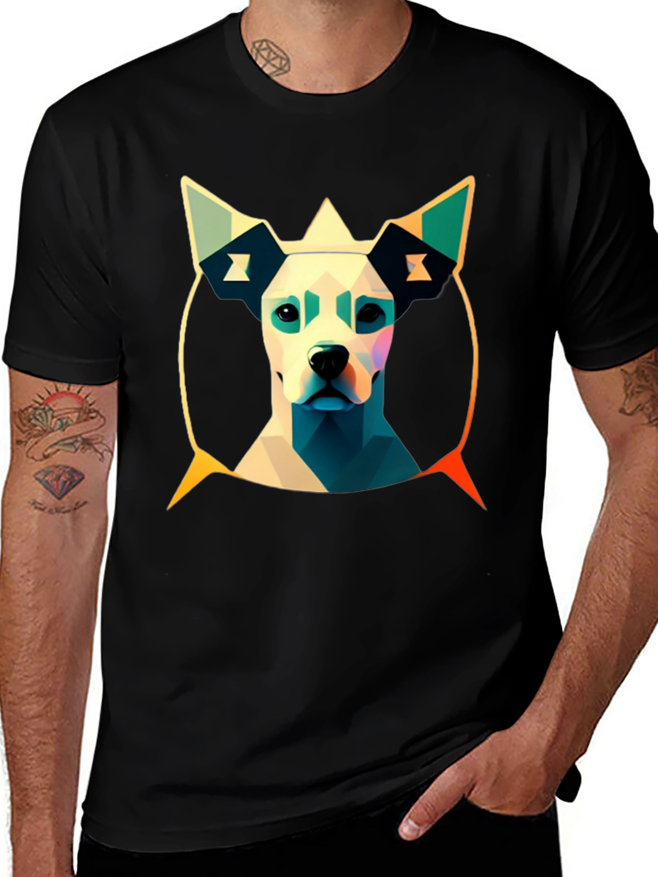 Abstract Dog Graphic Tee - Modern Art T-Shirt