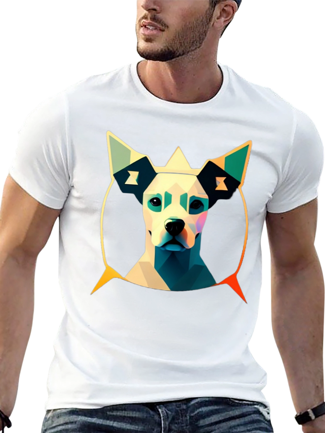 Abstract Dog Graphic Tee - Modern Art T-Shirt