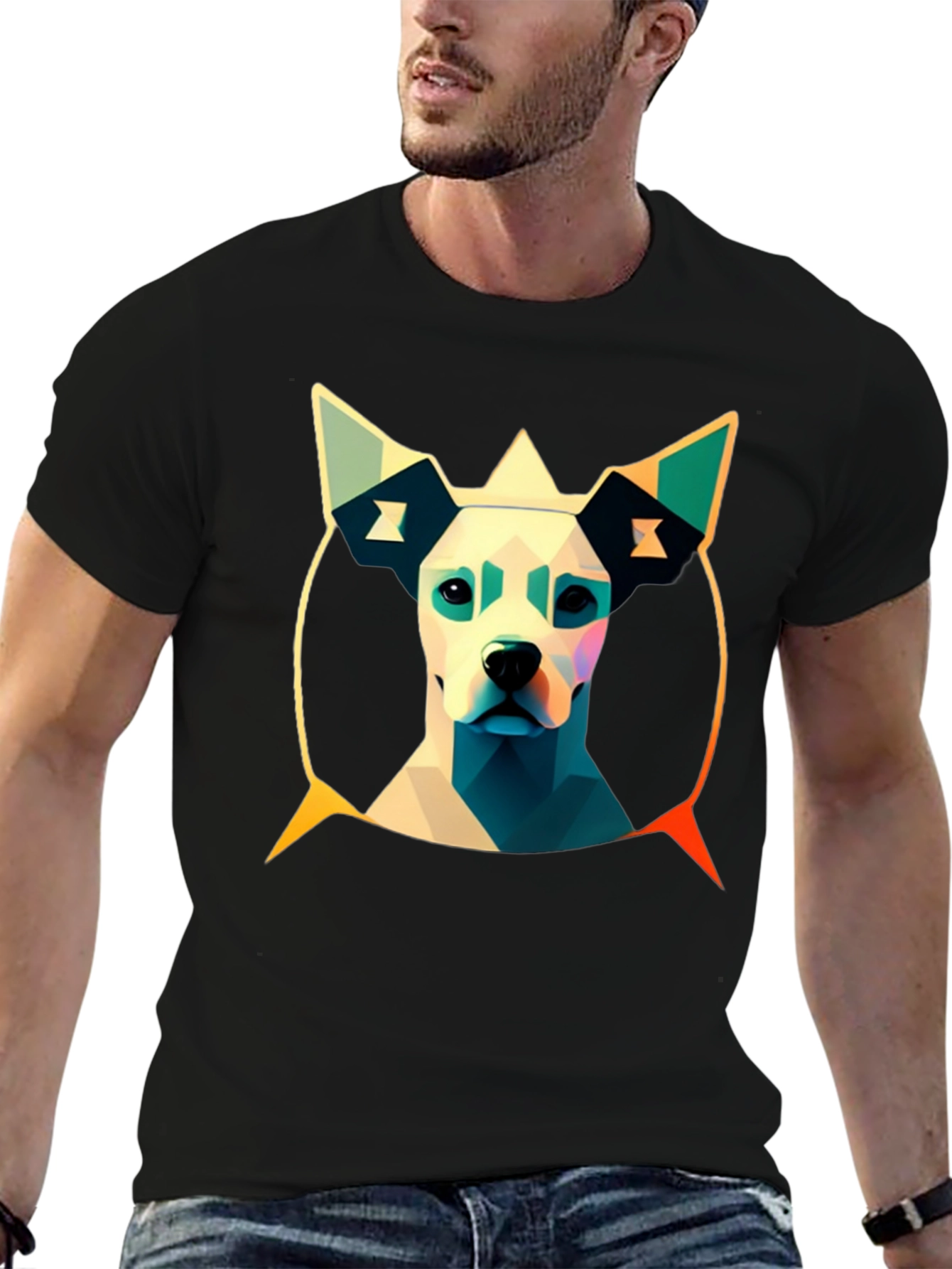 Abstract Dog Graphic Tee - Modern Art T-Shirt