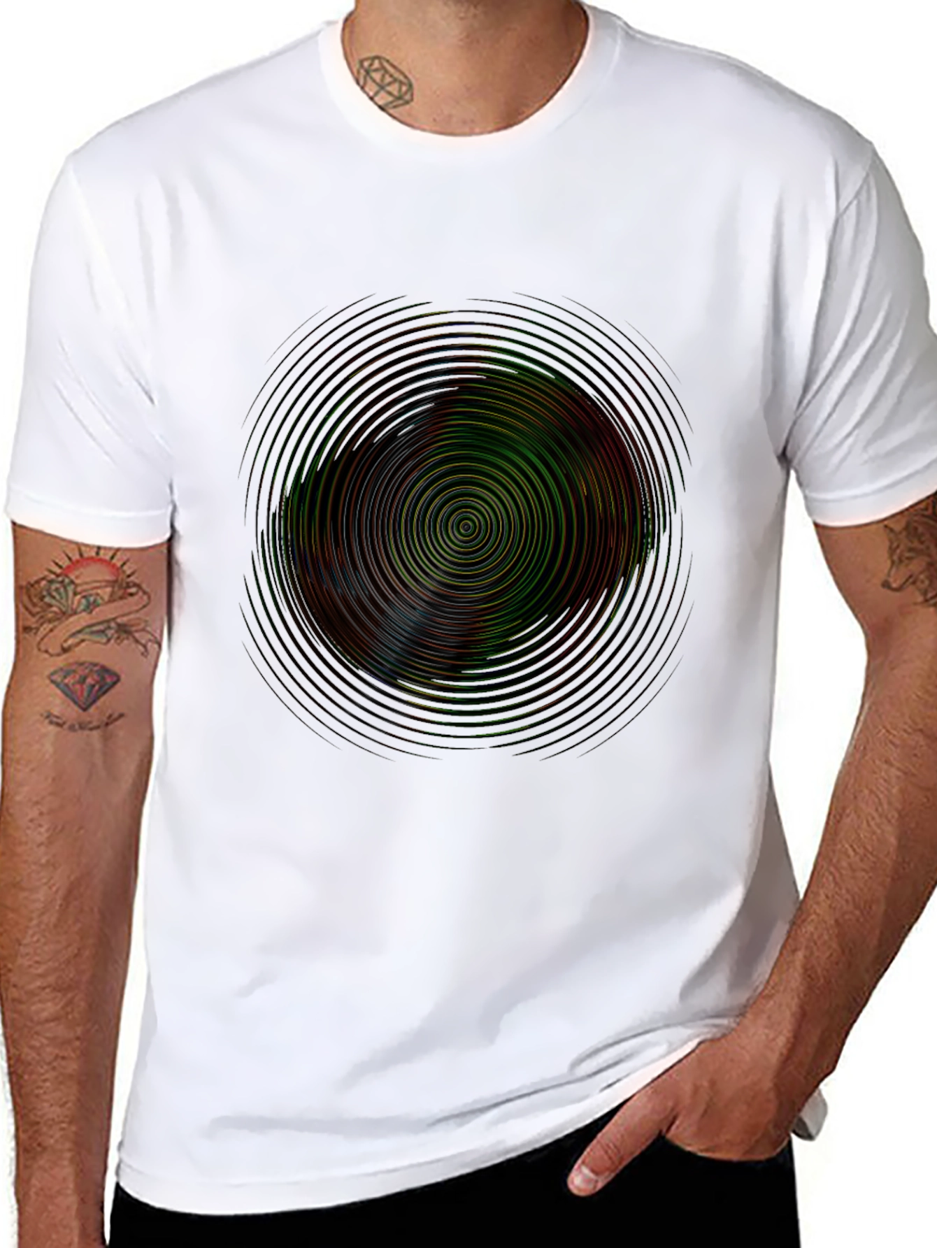 Vibrant Circle Graphic Tee - Mens Black T-Shirt