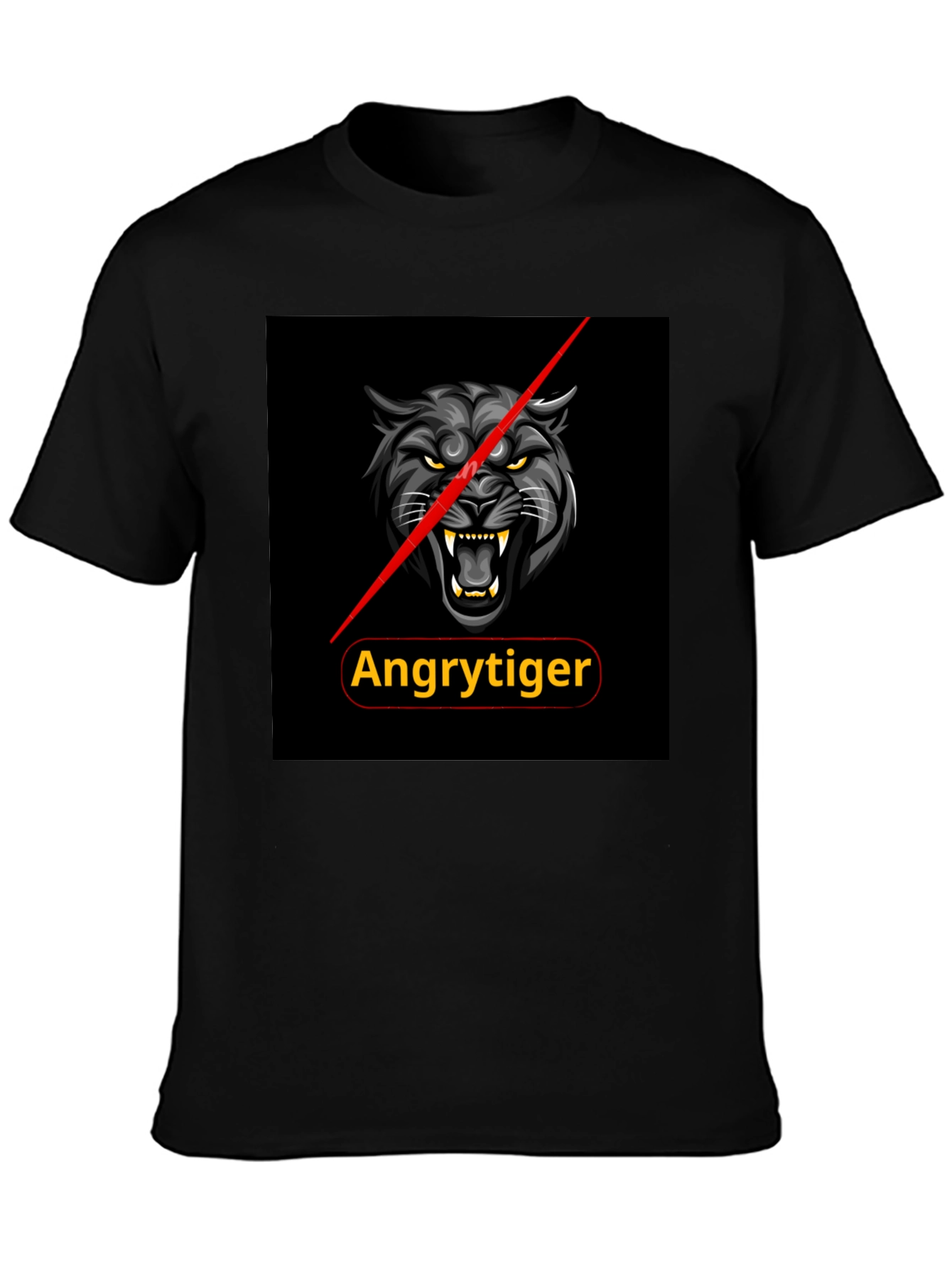 Angry Tiger Graphic Tee - Black Cotton T-Shirt