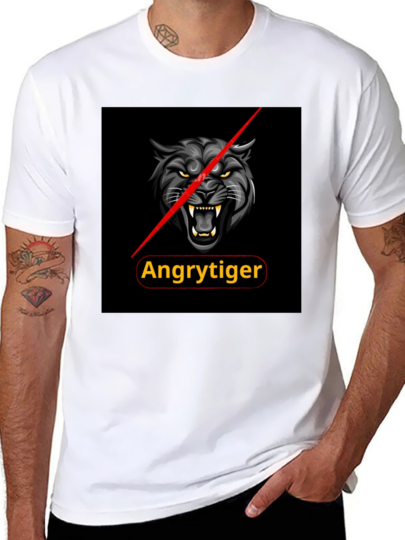Angry Tiger Graphic Tee - Black Cotton T-Shirt