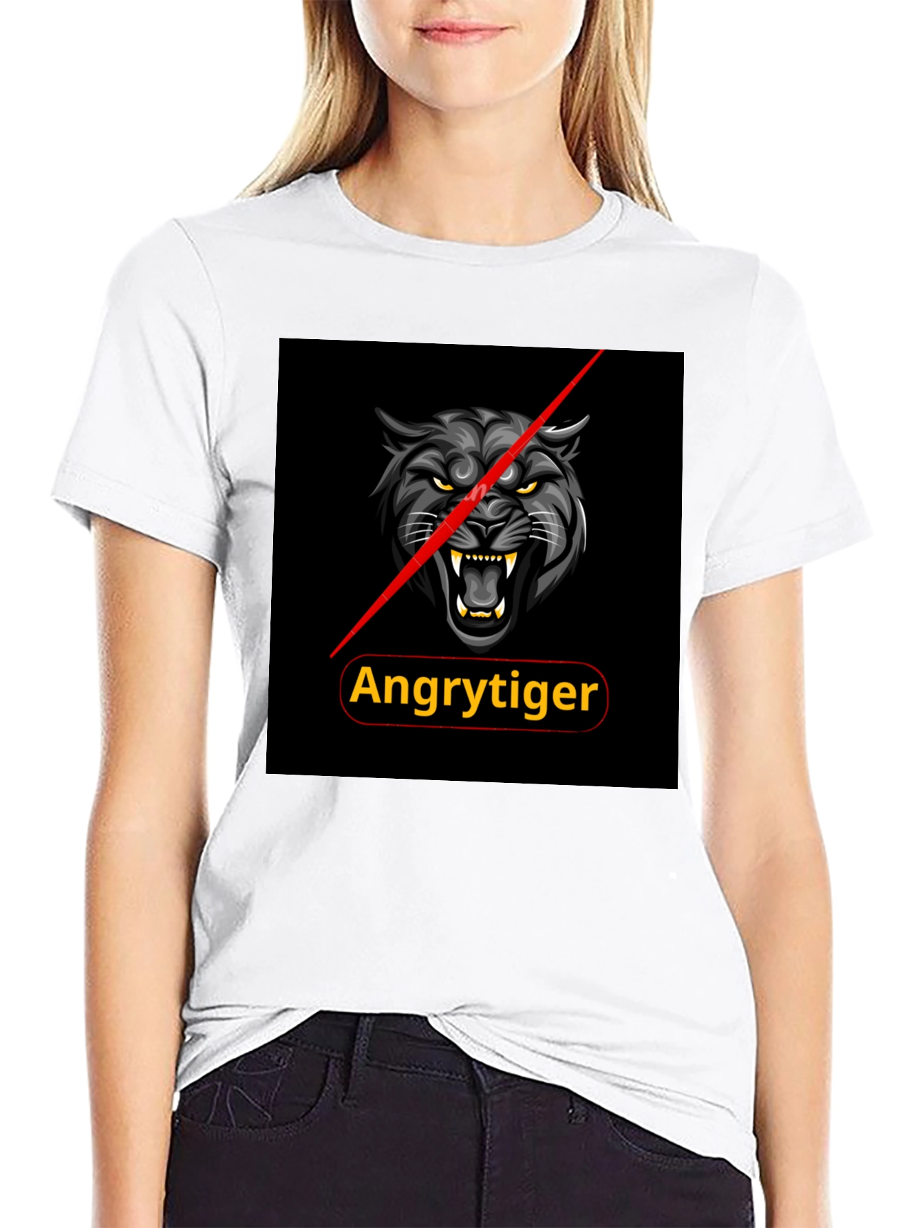 Angry Tiger Graphic Tee - Black Cotton T-Shirt