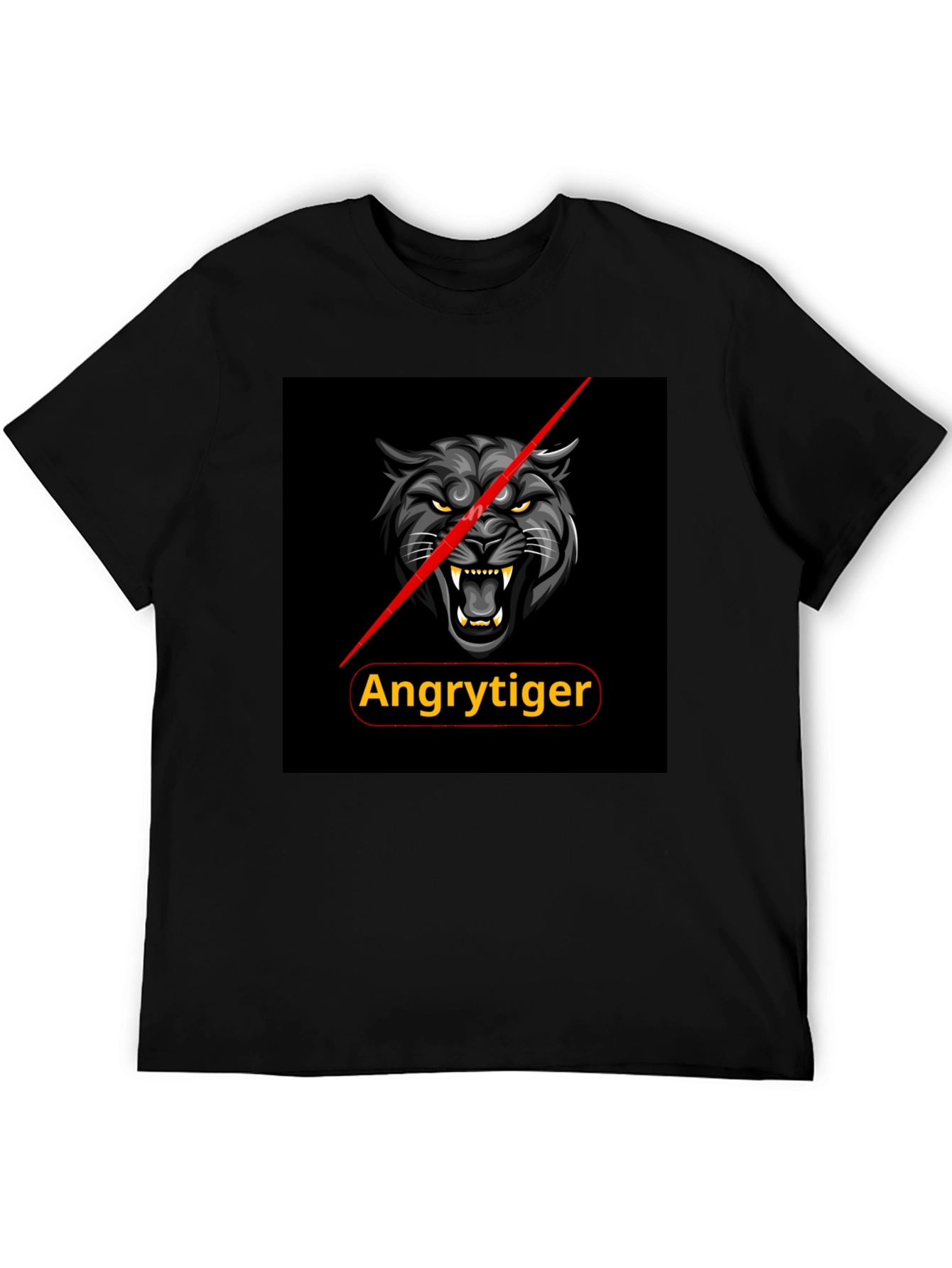 Angry Tiger Graphic Tee - Black Cotton T-Shirt