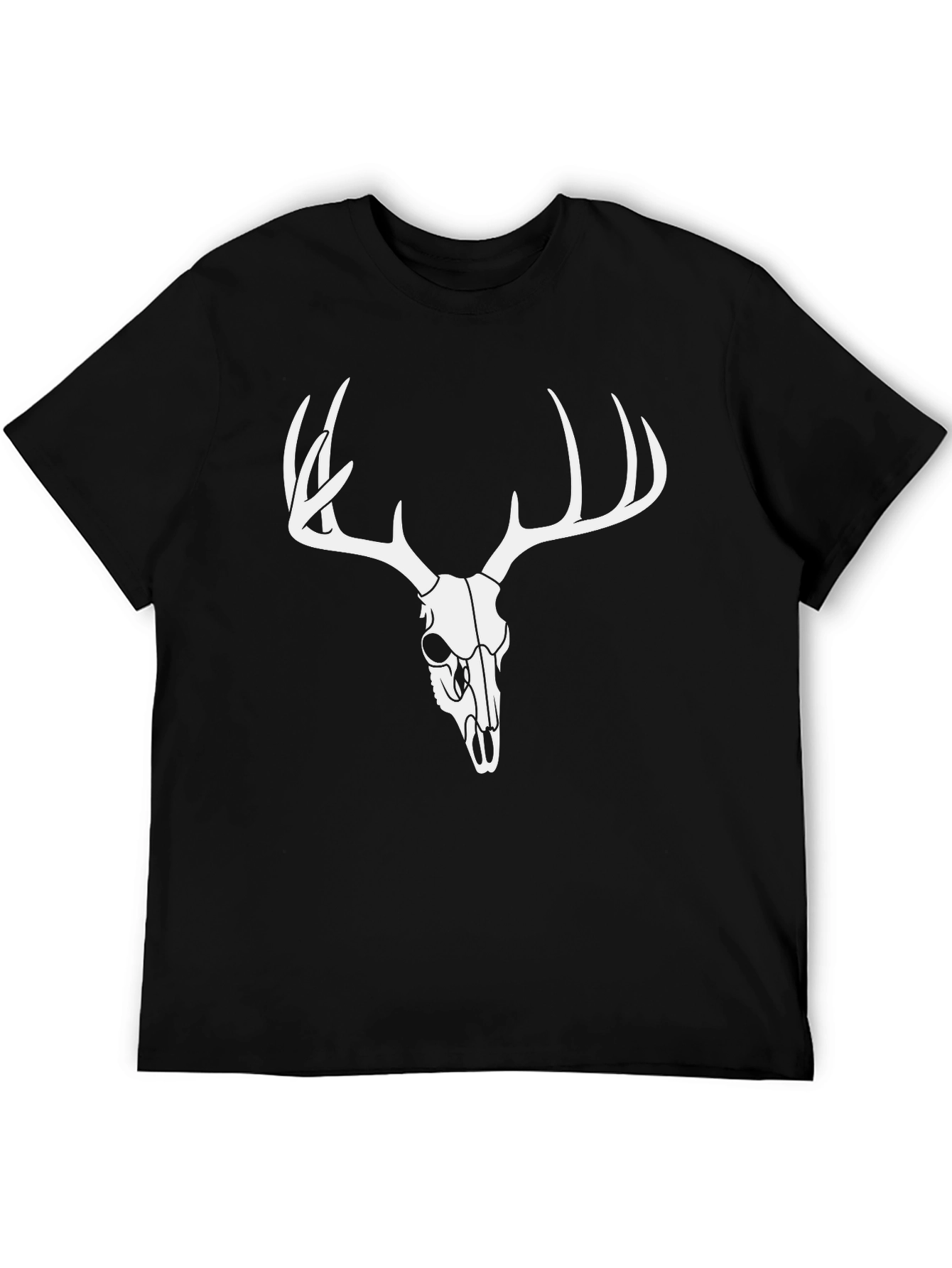 Mens Black Deer Skull Graphic T-Shirt