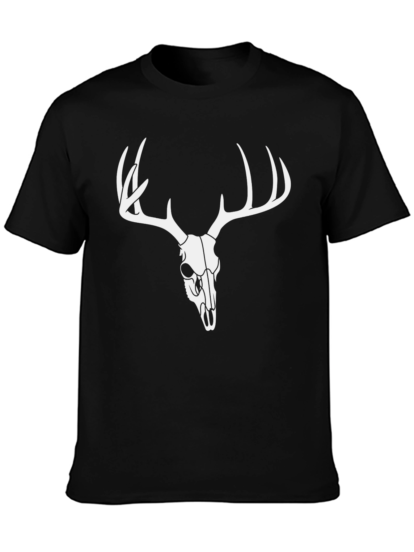 Mens Black Deer Skull Graphic T-Shirt