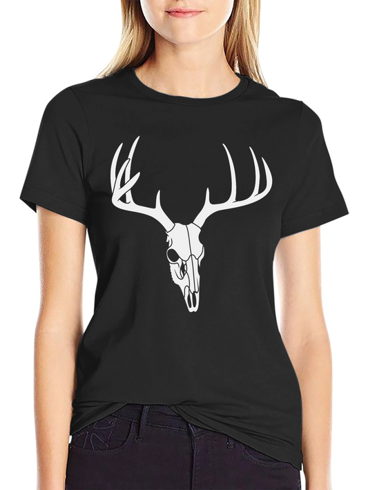 Mens Black Deer Skull Graphic T-Shirt