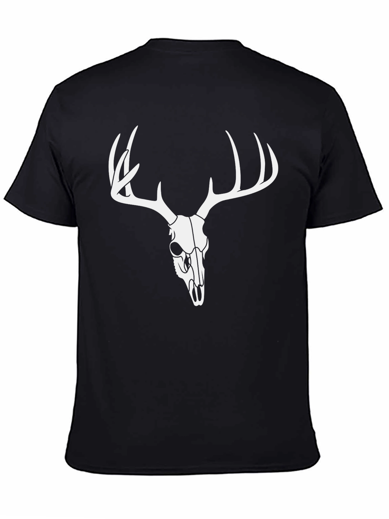 Mens Black Deer Skull Graphic T-Shirt