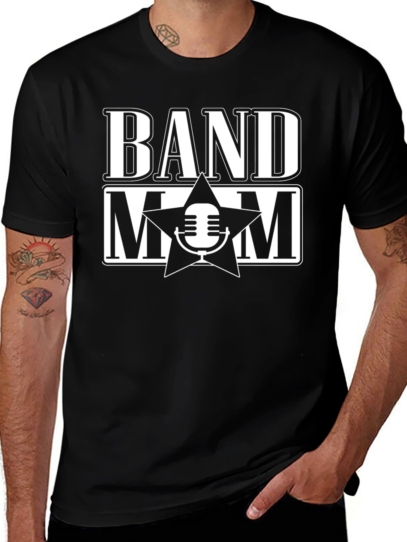 Band Mom T-Shirt - Star Microphone Design