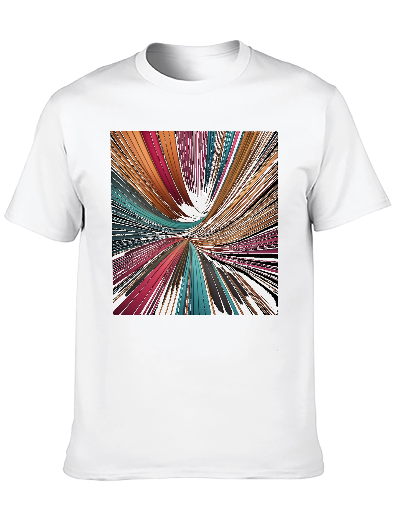 Abstract Line Art Print Black T-Shirt