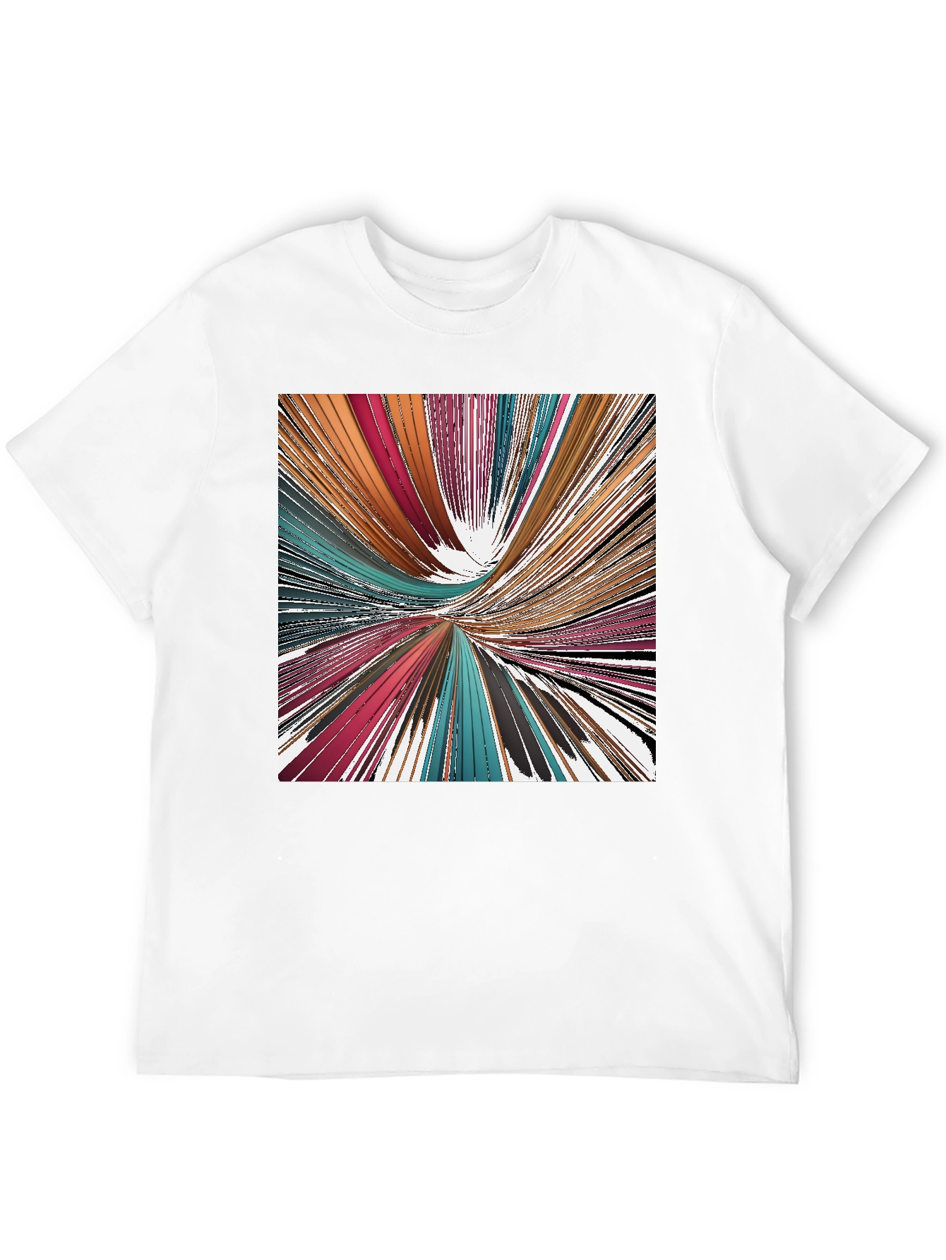 Abstract Line Art Print Black T-Shirt